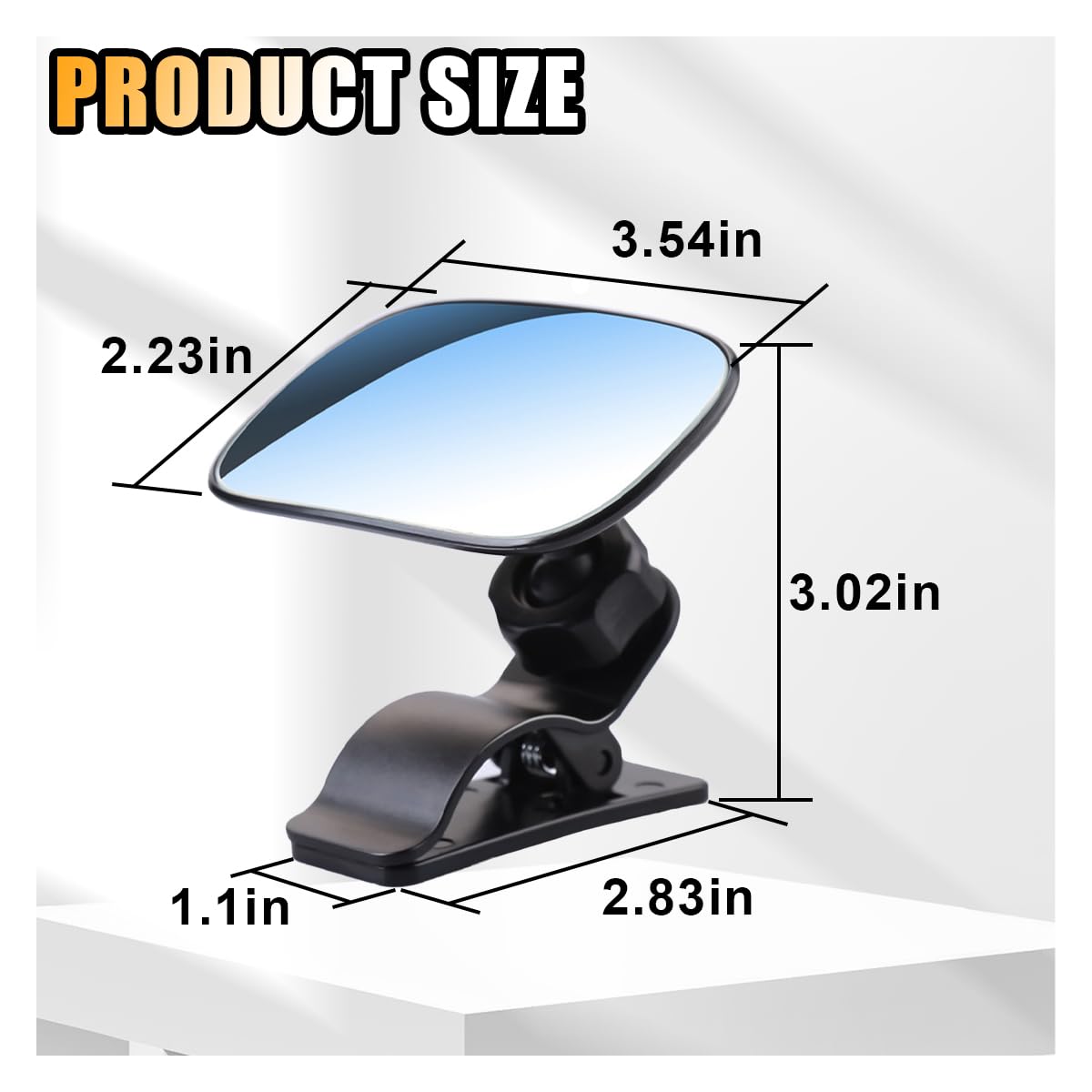Universal Car Rearview Baby Mirror - Wide Angle Adjustable Clip-On Safety Mirror for Backseat Passengers - Black - Perfect for Monitoring Kids & Pets While Driving
