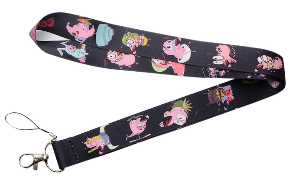 Courage The Cowardly Dog Lanyard ID Holder Keychain - Cartoon Character Badge Reel for Work, School & Events - Funny Key Chain for Keys, ID Cards & Badges