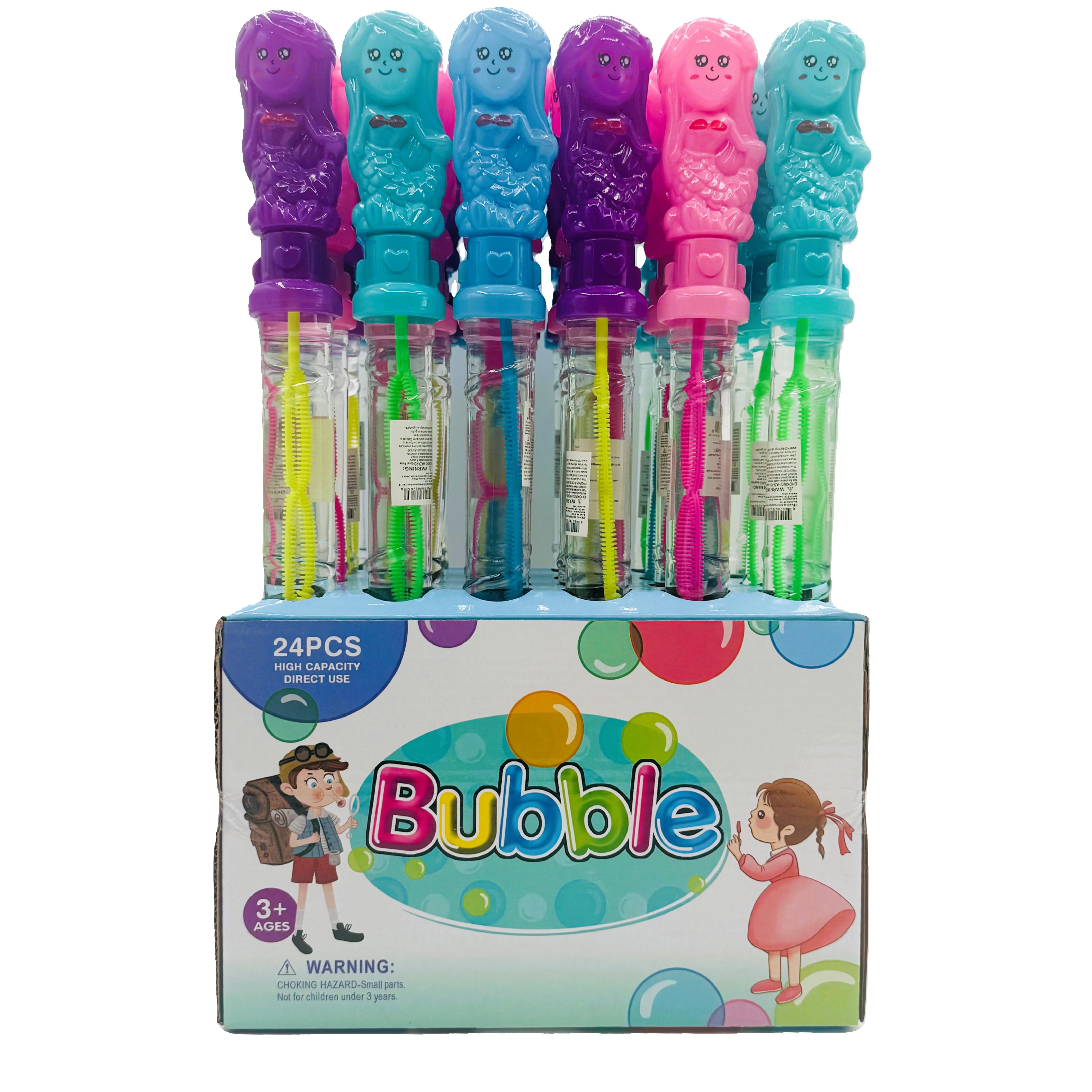 24-Pack Mermaid Bubble Sticks for Kids - Fun Outdoor Party Favors & Summer Beach Play Toys
