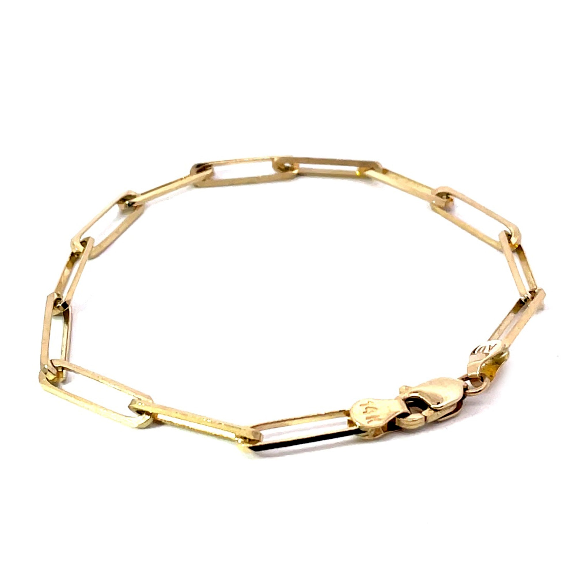 14K Yellow Gold 3.7mm Paperclip Chain Bracelet for Women - Dainty Minimalist Jewelry Gift for Her - Perfect for Everyday Wear & Special Occasions