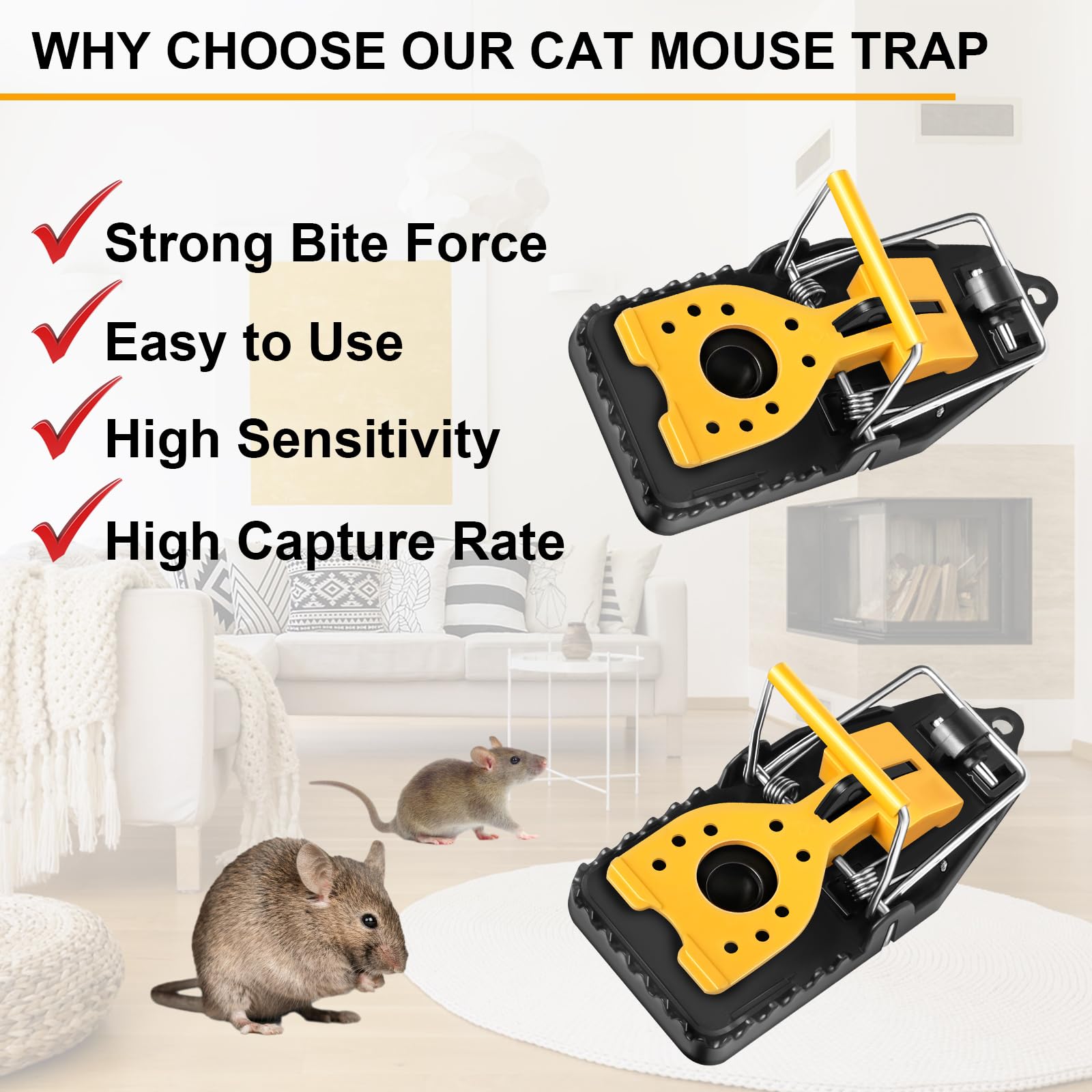 Reusable Snap Mouse Traps Indoor & Outdoor - Quick Effective Mice Catchers (6 Pack) for Home, Garage, Kitchen & Office - Rodent Control Quick-Set Mousetraps for Pest Prevention & Small Animal Trapping