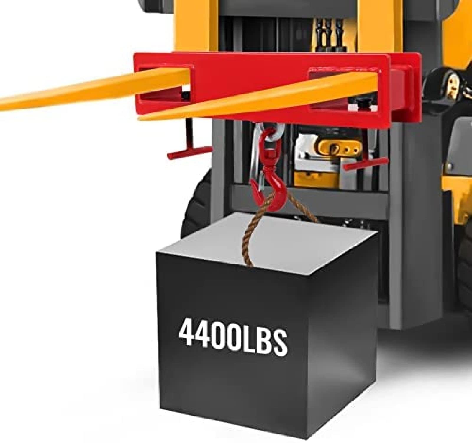 MELEG 2 Ton Forklift Lifting Hook Attachment - Heavy Duty Red Steel Forks for Warehouse, Construction & Material Handling - Perfect for Lifting Pallets, Equipment & Industrial Loads
