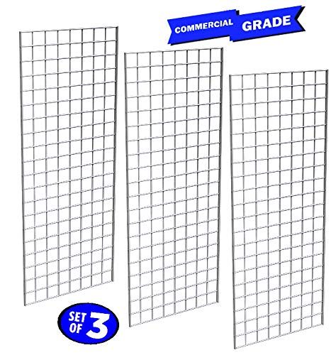 Commercial Grade Gridwall Panels - Heavy Duty 2' x 5' Retail Display Rack (3-Pack, White) | Durable Store Fixtures for Clothing Boutique, Trade Show & Warehouse Organization