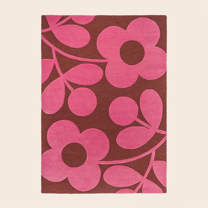 Sprig Stem Rug - Handmade Bohemian Area Rug in Paprika Red - Perfect for Living Room, Bedroom, or Nursery Decor