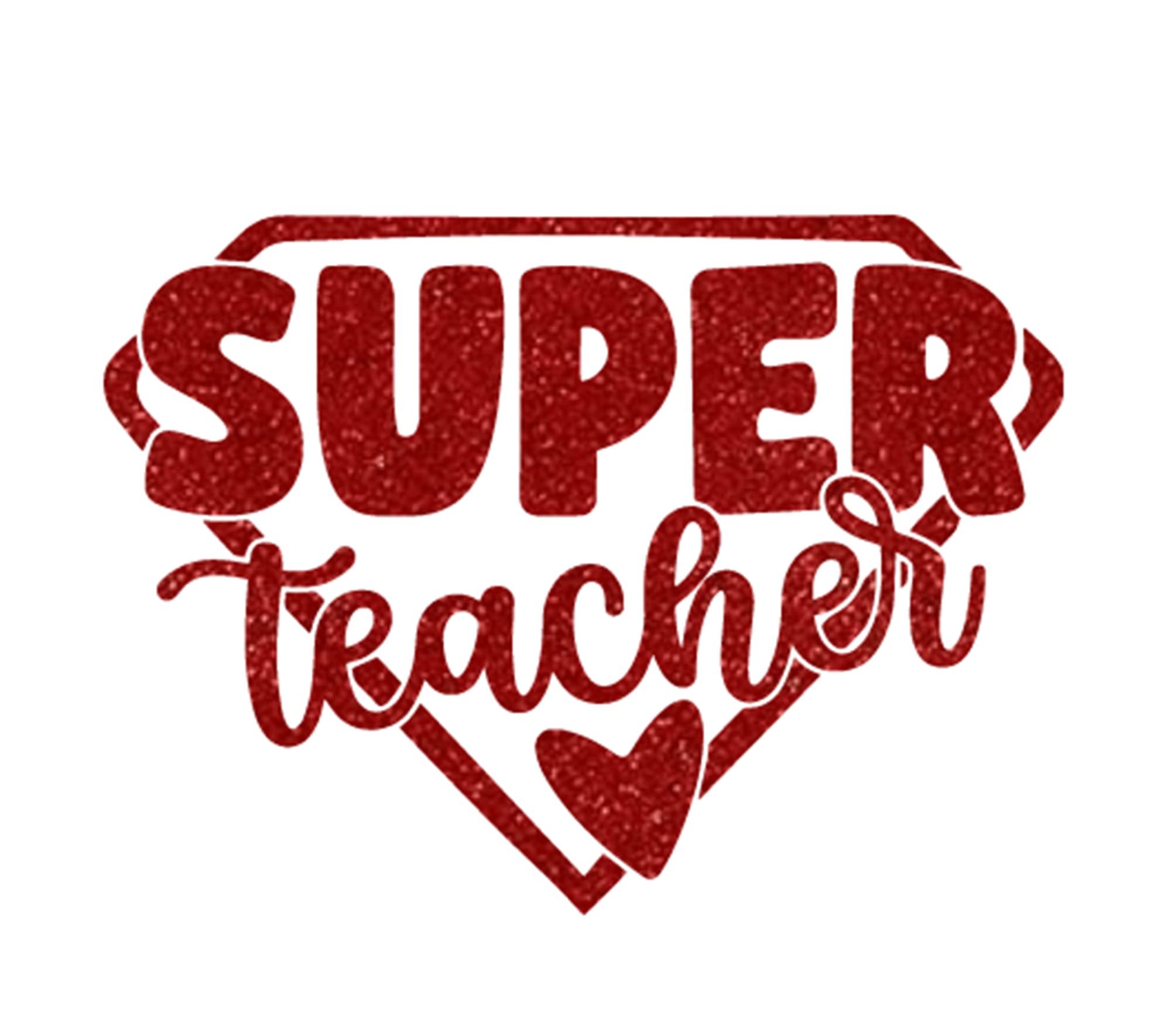 Super Teacher Iron On Decal - School Teacher Transfer HTV Vinyl Patch (Red Glitter) | Ready To Press | Custom Size & Color | 5 Min Application | Perfect for DIY T-Shirts, Tote Bags & Classroom Gifts