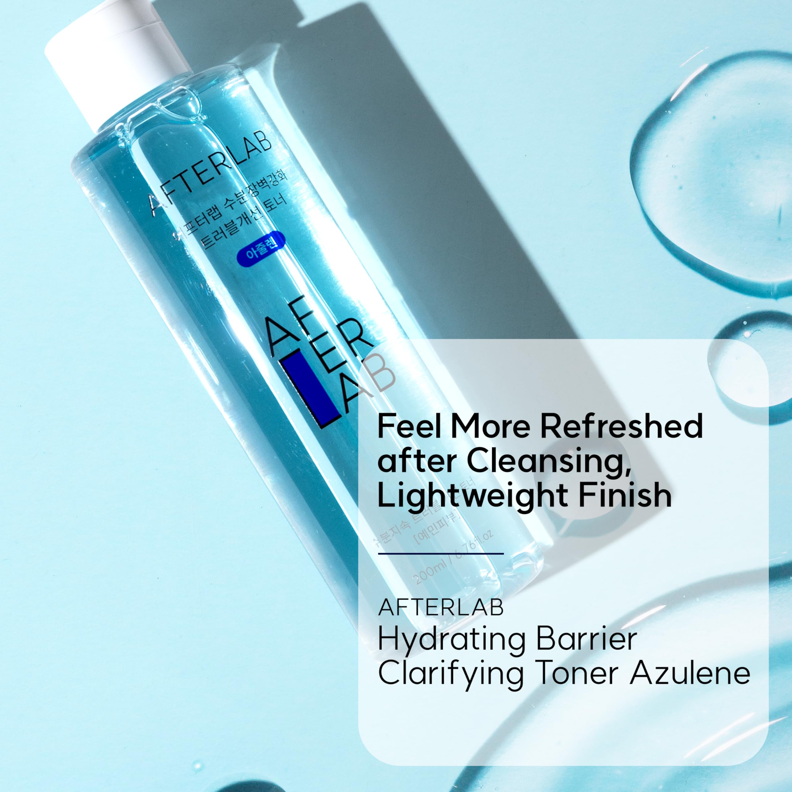 AFTERLAB Azulene Hydrating Toner - PH5.5 Korean Skincare for Soothing & Breakout Relief - Perfect for Sensitive Skin Care Routine