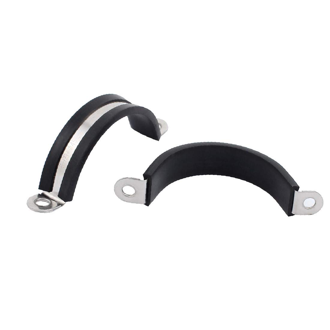 Stainless Steel U-Shaped Hose Clamps 45mm (2Pcs) - Rubber Lined Pipe Clips for Secure Cable & Hose Fastening - Perfect for Plumbing, Automotive & Marine Applications