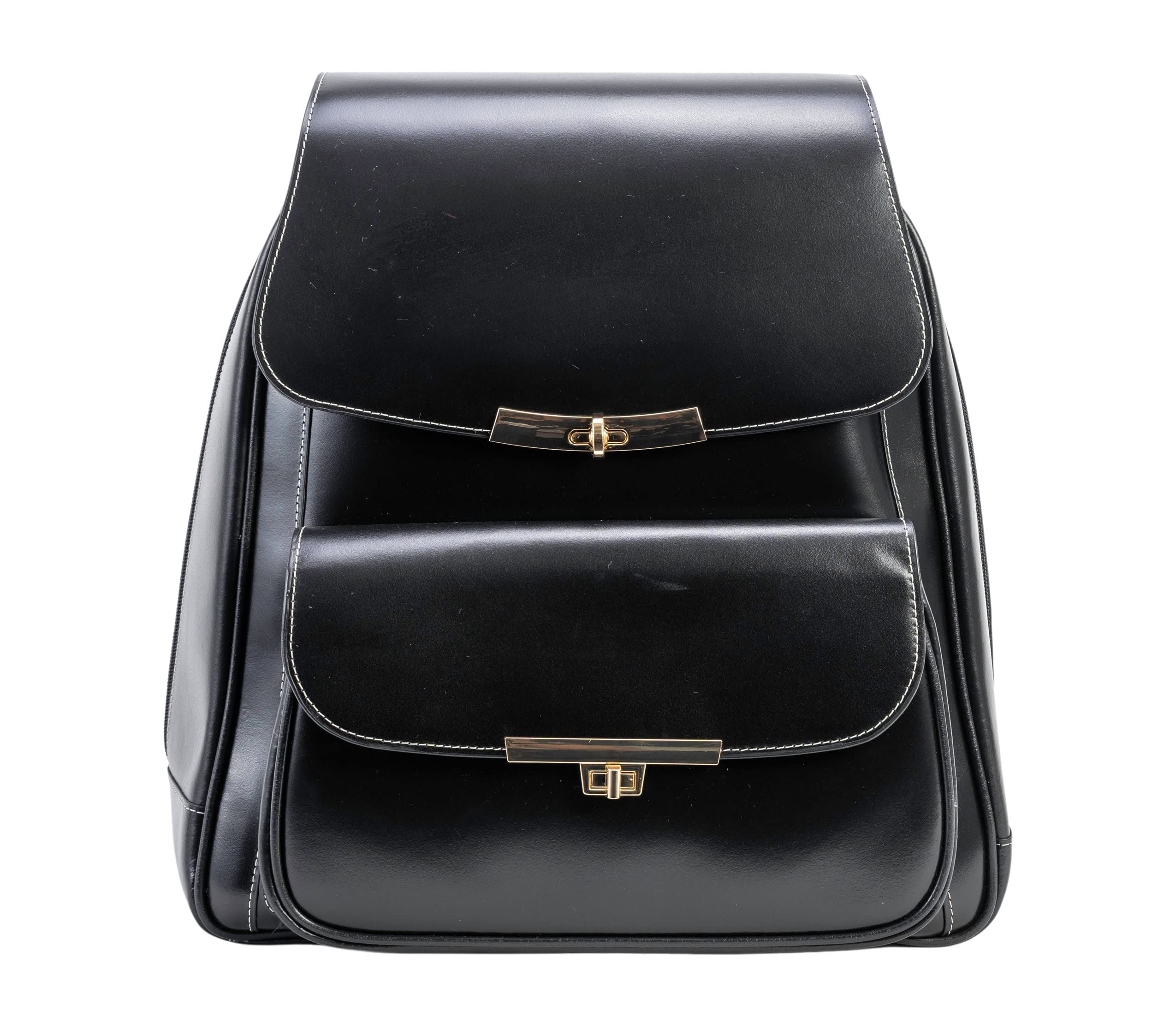 Professional Women's Leather Laptop Backpack for Business - Slim Tablet Briefcase - Small Black Work Bag for Office, Commuting & Travel