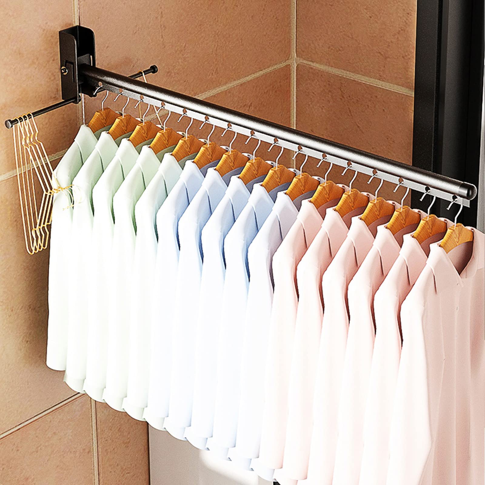 SKIITOON Wall Mounted Folding Clothes Drying Rack - Space Saving Aluminum Laundry Hanger for Bathroom, Balcony & Small Spaces | Perfect for Apartments, Dorms & RVs