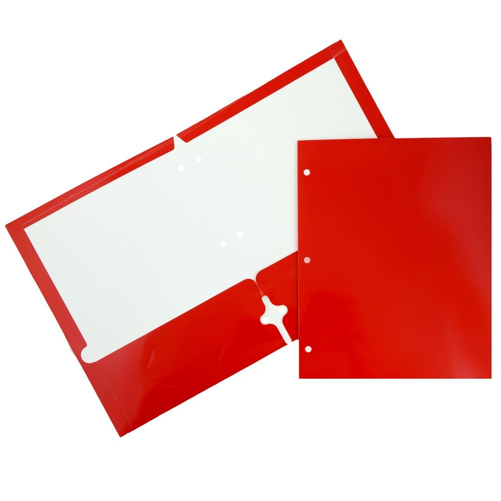 JAM PAPER Laminated Two Pocket Glossy 3 Hole Punch School Folders - Letter Size (8.5