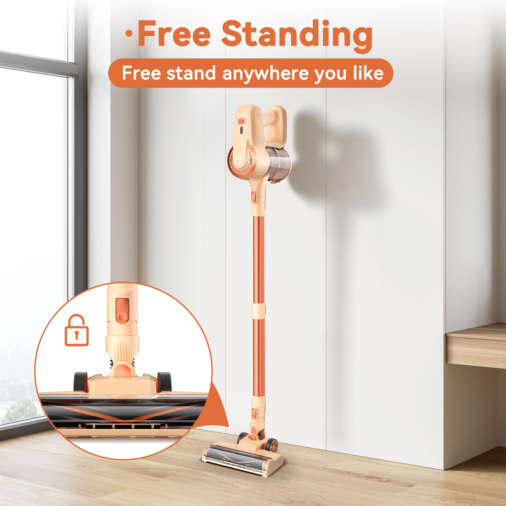 DEVOAC N300 Cordless Vacuum Cleaner - 6-in-1 Lightweight Stick Vacuum with 2200mAh Battery for Hard Floors & Pet Hair - Perfect for Home & Dorm Cleaning