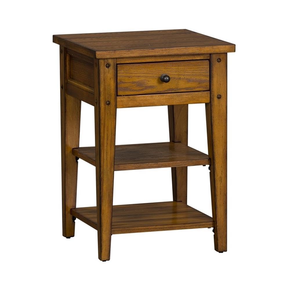 Oak Lake House Chair and Side Table Set - 2-Piece Rustic Furniture for Living Room, Bedroom & Porch | Home Square Collection