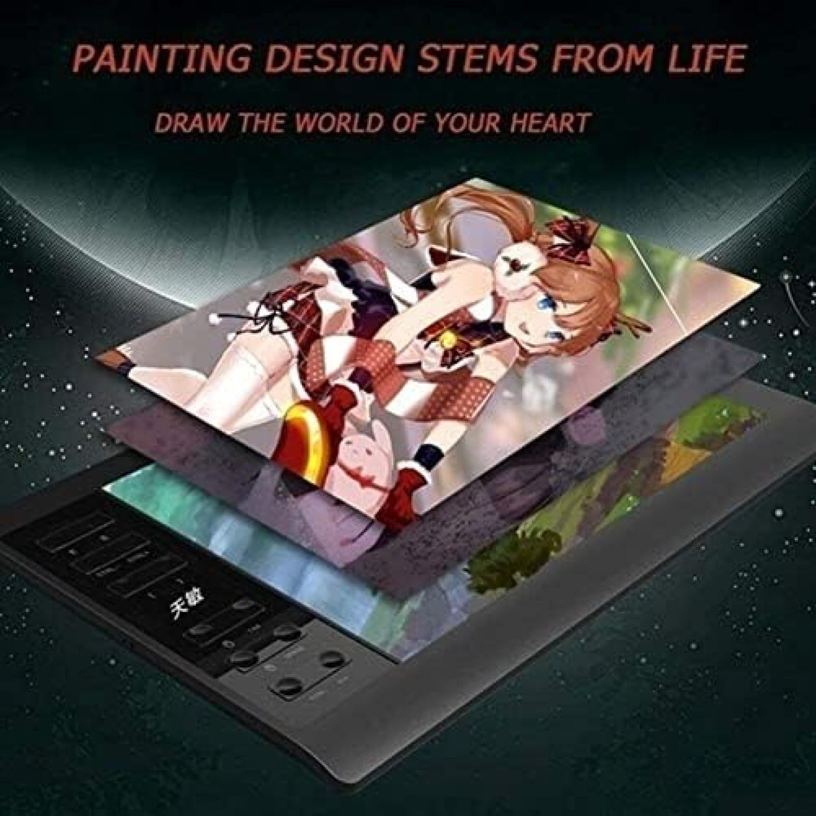 DIE LCD Writing Tablet with Stylus - 10 Inch Digital Ewriter Electronic Graphic Drawing Tablet for Kids & Adults, Portable Hand-Painted Tablet with Phone Connectivity - Perfect for Sketching, Note Taking & Classroom Learning