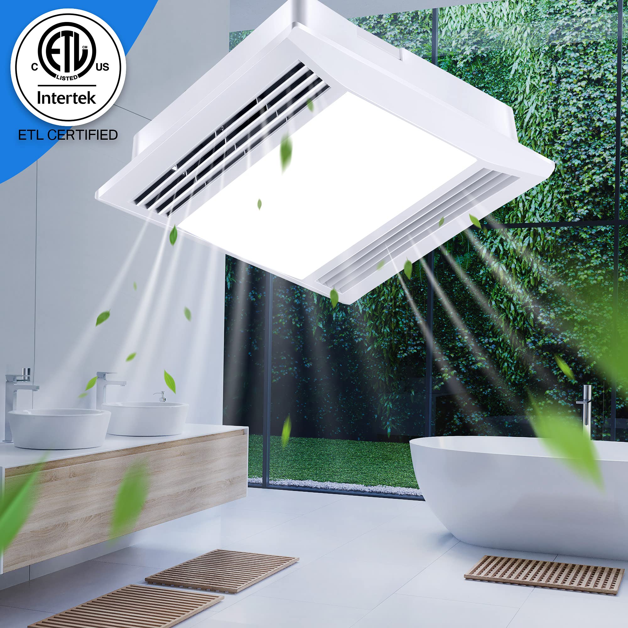 Ultra Quiet Bathroom Exhaust Fan with LED Lights - 110 CFM Ventilation Fan for Bathroom, Office, Hotel - Covers 105 sq. ft. - Perfect for Home, Spa, and Commercial Use
