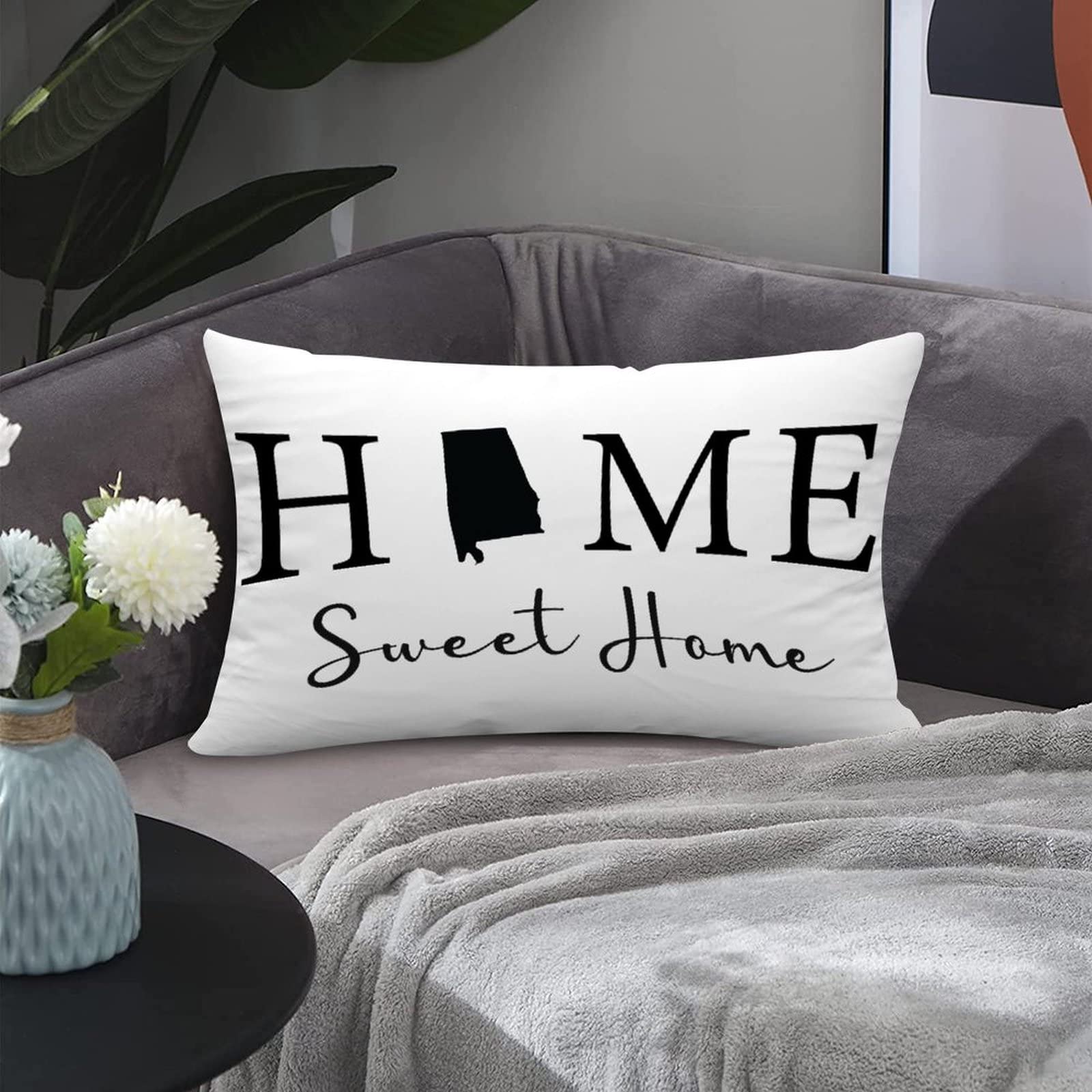 12x20 Inch Farmhouse Style Alabama State Map Pillow Covers - 'Home Sweet Home' Embroidered Throw Pillow Cases for Couch, Bed & Sofa Decor - Perfect for Holiday Decorations, Housewarming Gifts & Cozy Home Accents