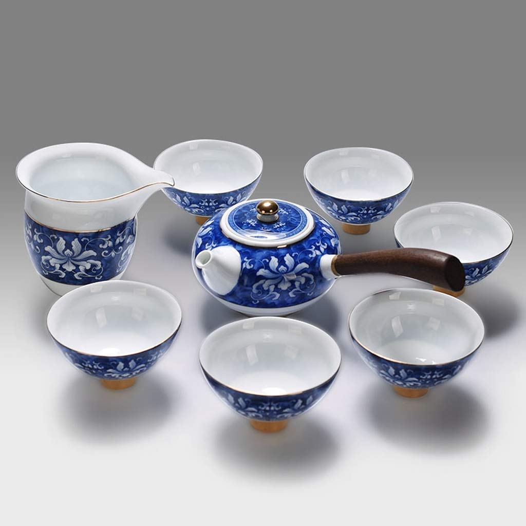 GAXQFEI 8-Piece Handmade Porcelain Glazed Tea Set - Large Capacity Teapot with Teacups & Coffee Mugs - Elegant Tea Ceremony Set for Home, Office & Gifting