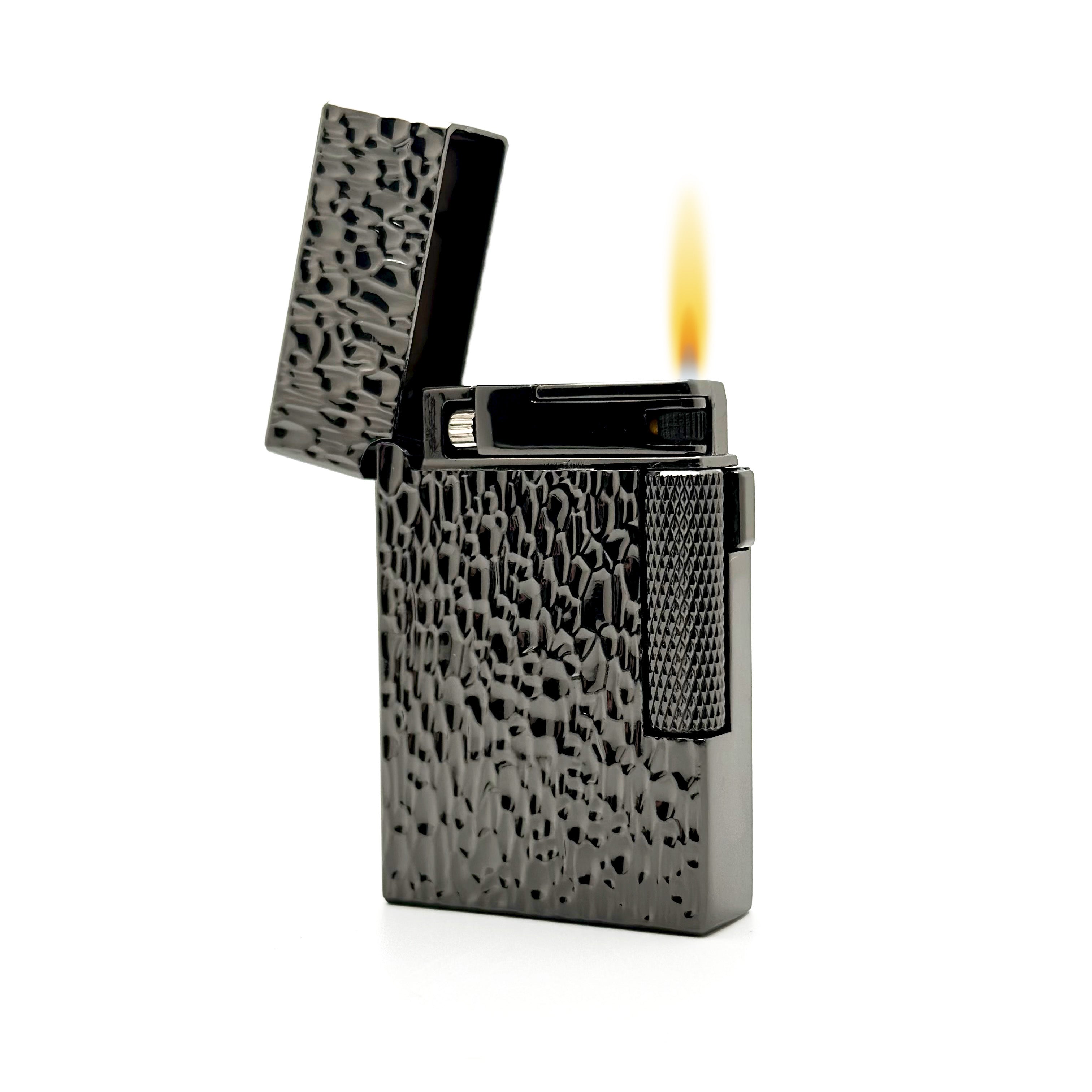 Visol Hubbard Hammered Soft Flame & Torch Flame Flint Lighter in Gunmetal - Perfect for Cigars, Candles, Camping & Outdoor Use
