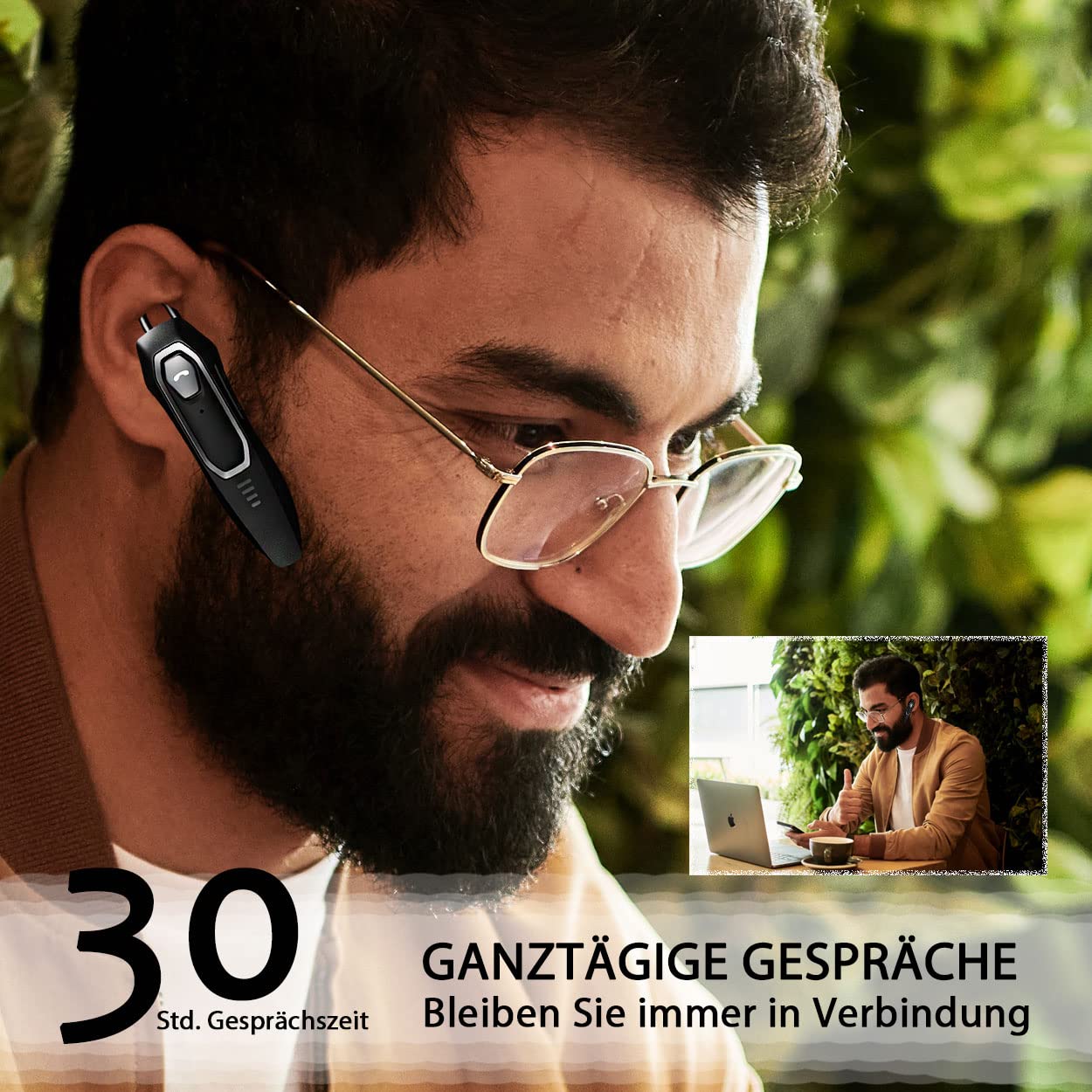Micool Trucker Bluetooth Headset with Noise Cancelling - 30 Hours Talk Time, Wireless Hands-Free Earpiece for iPhone & Android - Perfect for Truck Drivers, Call Centers & Office Workers