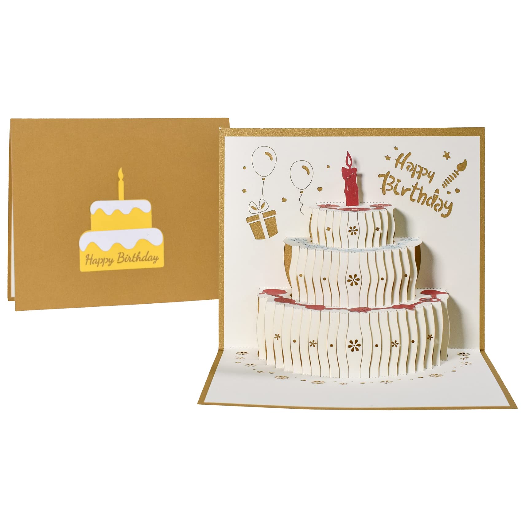 3D Birthday Pop Up Card for Kids, Wife & Husband - Cake Greeting Card for Celebrations