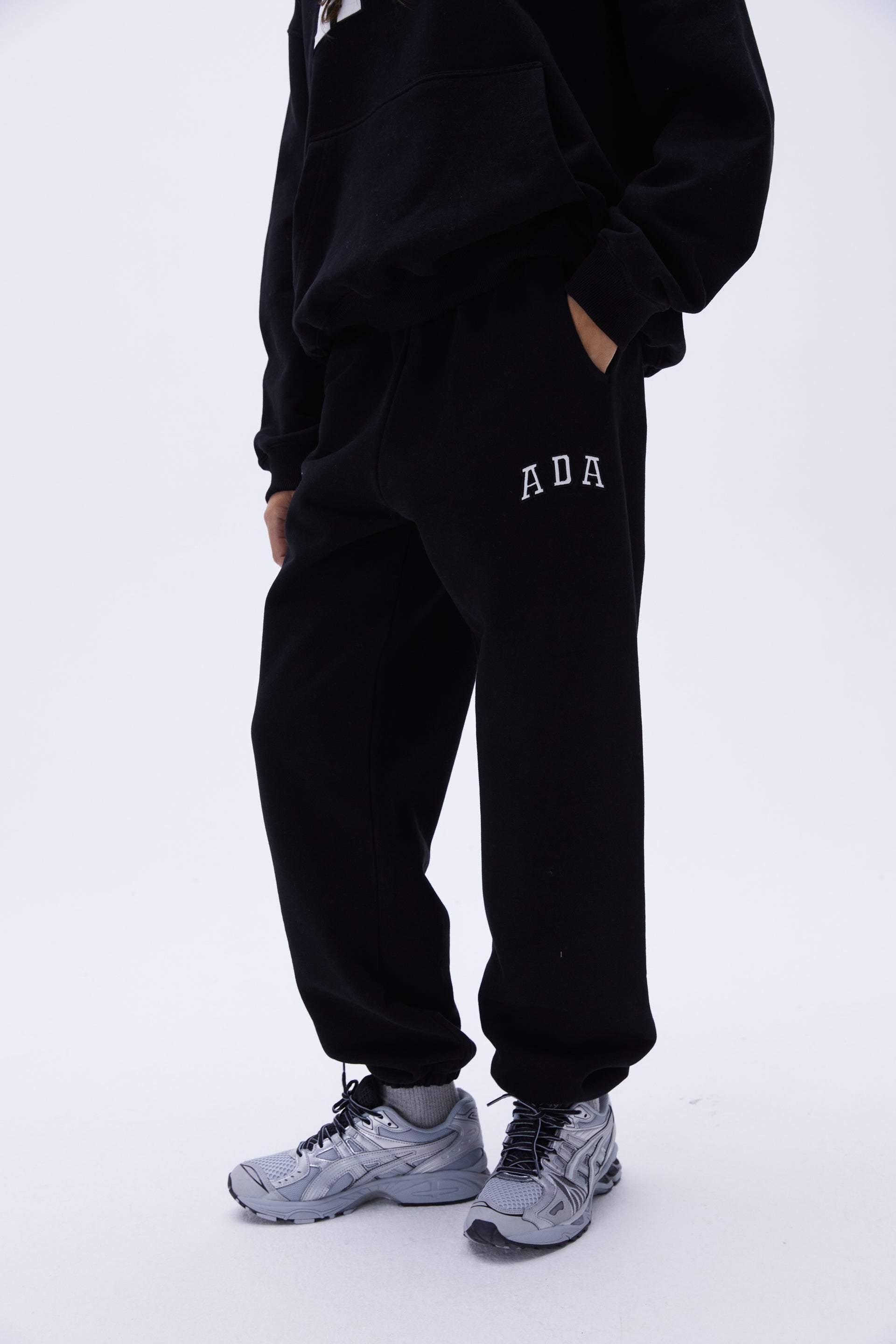 ADA Sweatpants for Men & Women - Soft Comfortable Joggers with Elastic Waistband - Black Casual Lounge Pants for Home, Gym, and Running