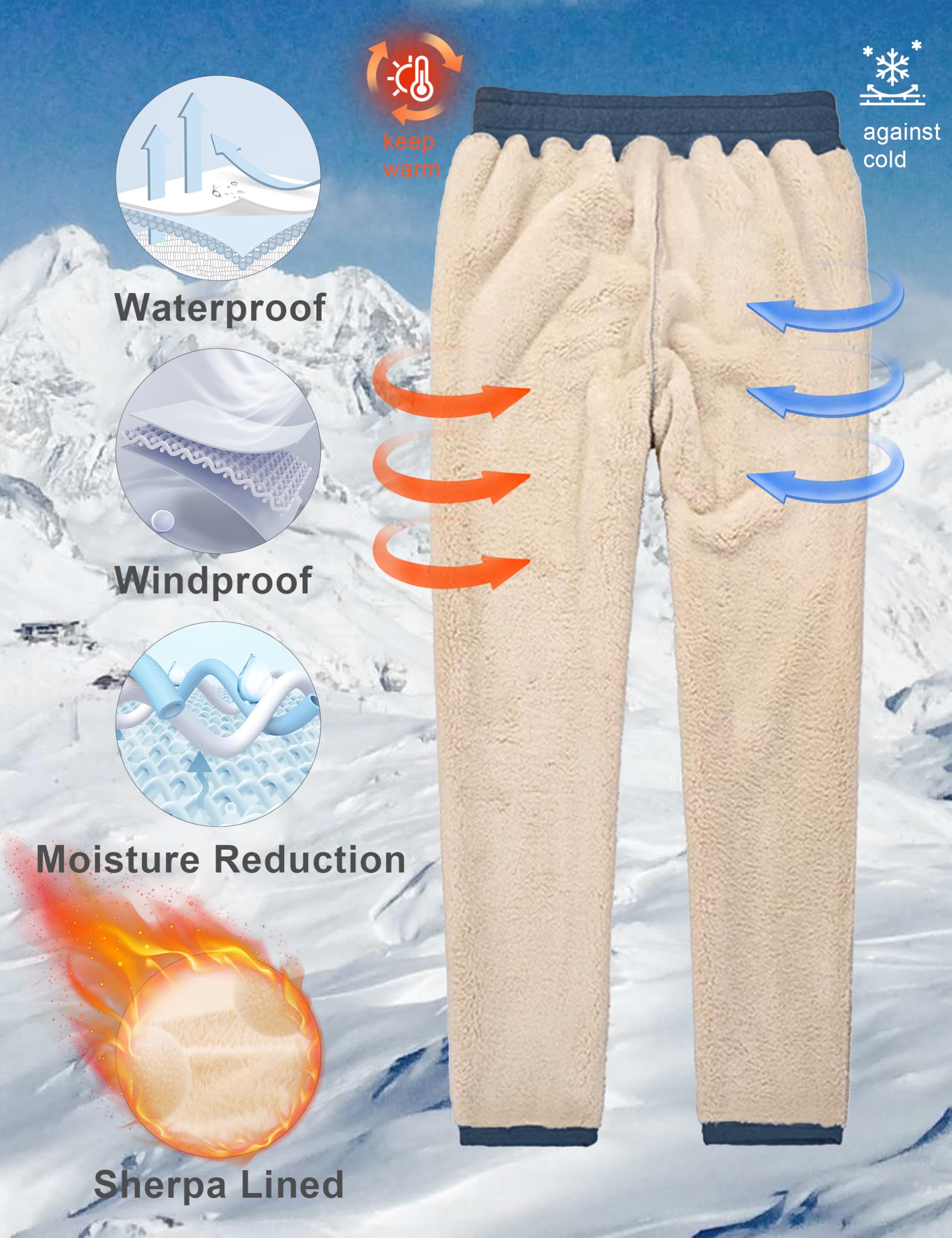MAGCOMSEN Men's Winter Fleece Lined Sweatpants - Sherpa Lined Thermal Joggers for Cold Weather, Thick Warm Athletic Pants for Running, Hiking & Outdoor Activities | Perfect for Winter Sports & Lounging
