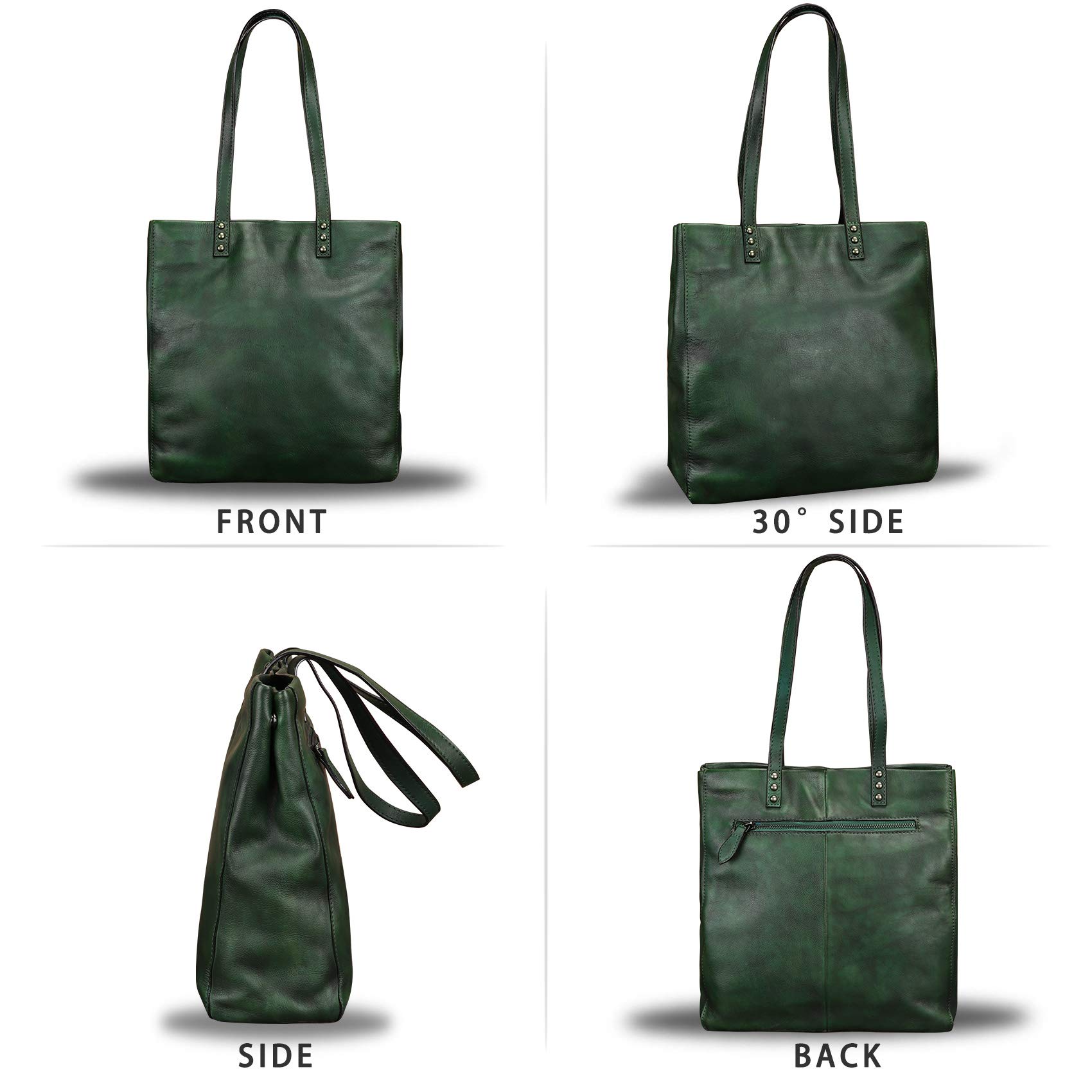 Genuine Leather Tote Bag for Women - Handmade Satchel Purse with Top Handle & Shoulder Strap - Vintage Style Work Bag, Travel & Everyday Use