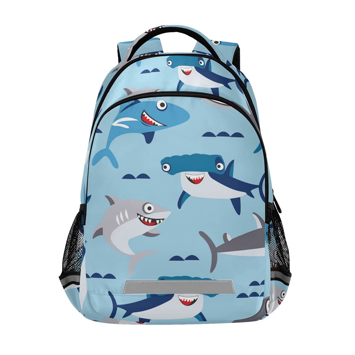 OREZI Shark Water Blue Pattern Bookbag - Durable School Backpack for Boys & Girls, Elementary & Middle School Students | Cute Planets Design Kids Backpack with Secure Chest Clip | Perfect for School, Travel & Outdoor Adventures