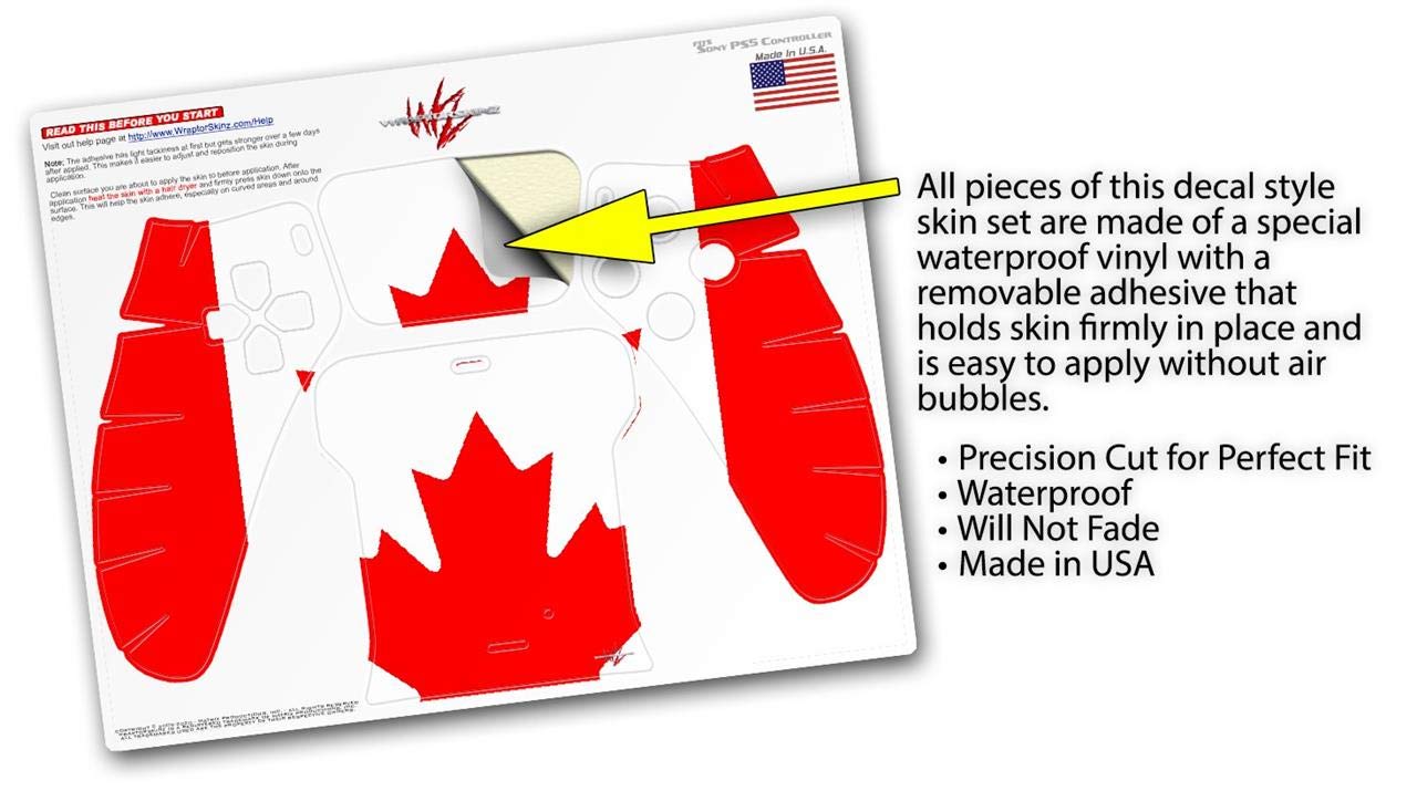 Sony PS5 DualSense Skin Wrap - Canada Flag Design for Gaming Enthusiasts