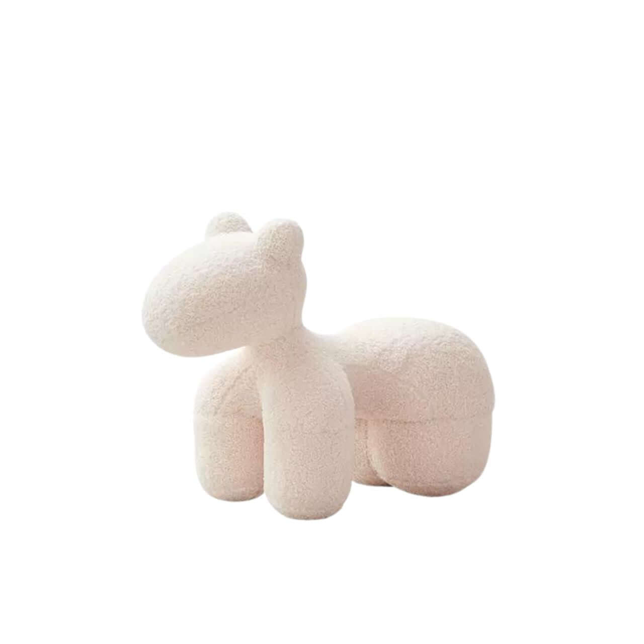 Soft White Sherpa Kids' Stool with Adorable Pony Design - Cozy Single Sofa Chair for Children's Room, Playroom or Nursery - Perfect for Reading, Relaxing & Playtime