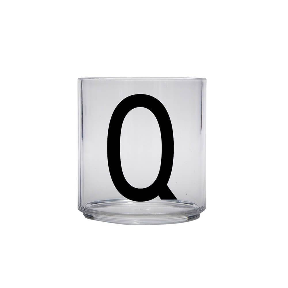 DESIGN LETTERS Kids Personal Drinking Glass - Drop Safe, BPA-Free, Letter Q - Perfect for School Lunch, Home, and Travel Use