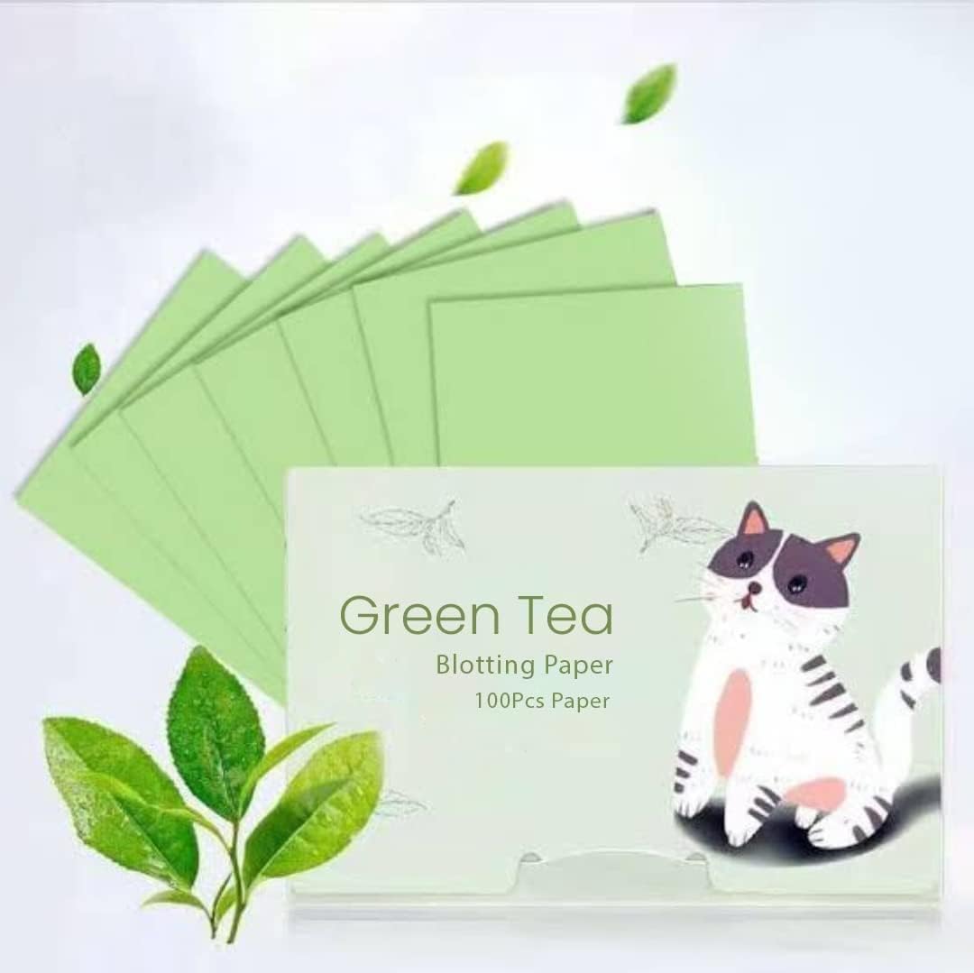 GLNRM Bamboo Charcoal & Green Tea Oil Absorbing Sheets - Natural Face Oil Blotting Paper for Shine Control | Perfect for Oily Skin, Makeup Touch-Ups & On-the-Go Use