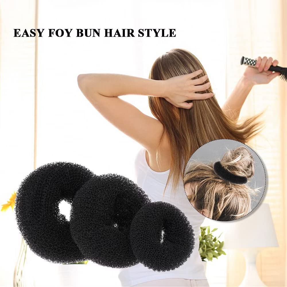 LOCANS Hair Donut Bun Maker Set - 3 Sizes (Large, Medium, Small) for Women | Perfect for Updos, Ponytails & Formal Hairstyles | Great for Weddings, Parties & Everyday Use