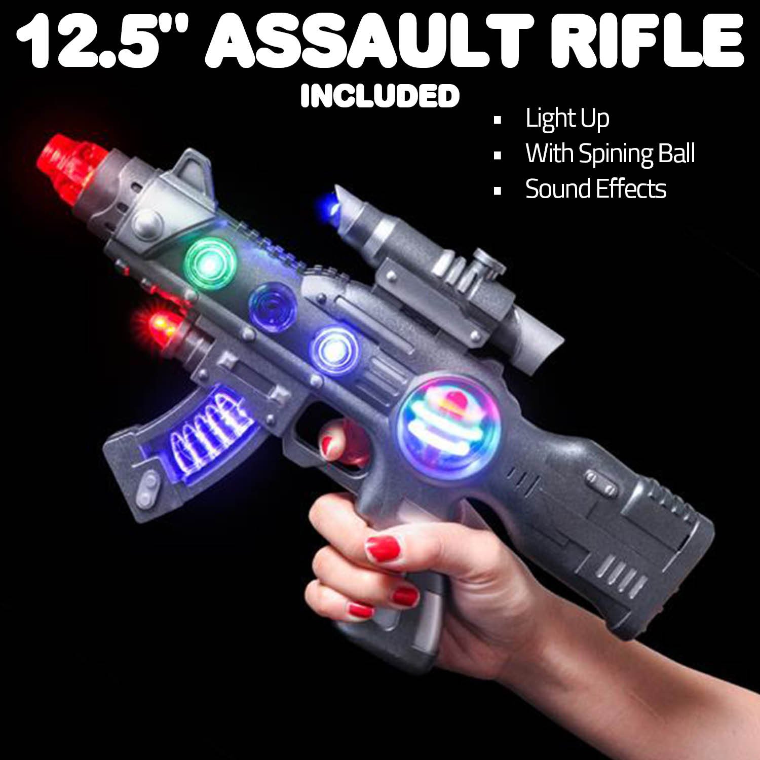 ArtCreativity LED Light Up Toy Gun Set - 12.5 Inch Assault Rifle & 9 Inch Hand Pistol with Flashing Lights & Sound Effects - Battery Included - Cool Action Play Toy for Kids Birthday Party, Outdoor Games & Role Play Adventures