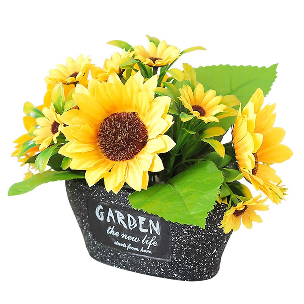 Riverbyland Artificial Sunflowers in Pot - Realistic Fake Sunflower Decor for Home, Office, Wedding Centerpiece - Perfect for Indoor Table Decor, Farmhouse Decor, and Gift Ideas