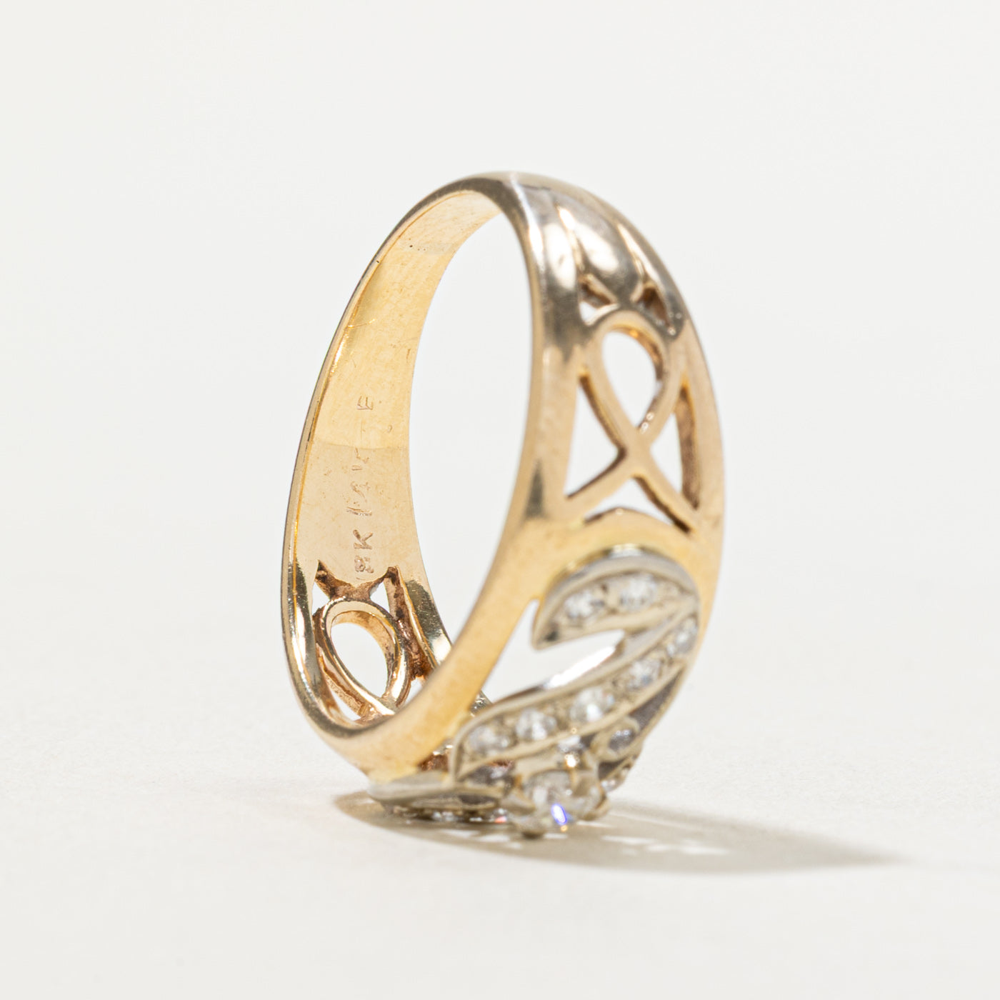 Two Tone Gold Diamond Openwork Ring - 0.25ctw Diamond Engagement Ring for Women - Size 7.5 - Perfect for Wedding, Anniversary & Valentine's Day Gifts