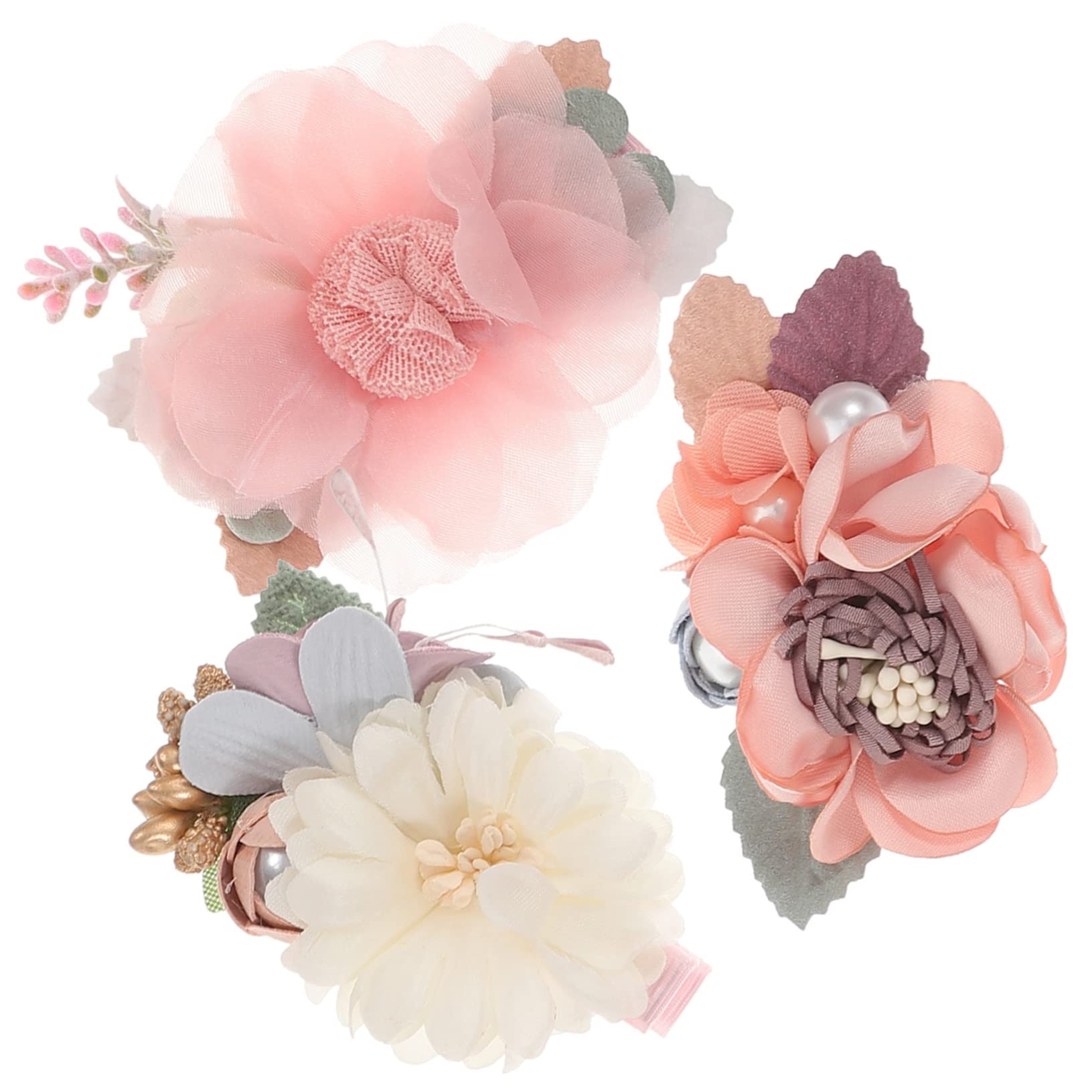 HEMOTON 12 Pcs Floral Hair Clips for Women - Fabric Hair Accessories & Hairpins - Perfect for Weddings, Parties and Everyday Style