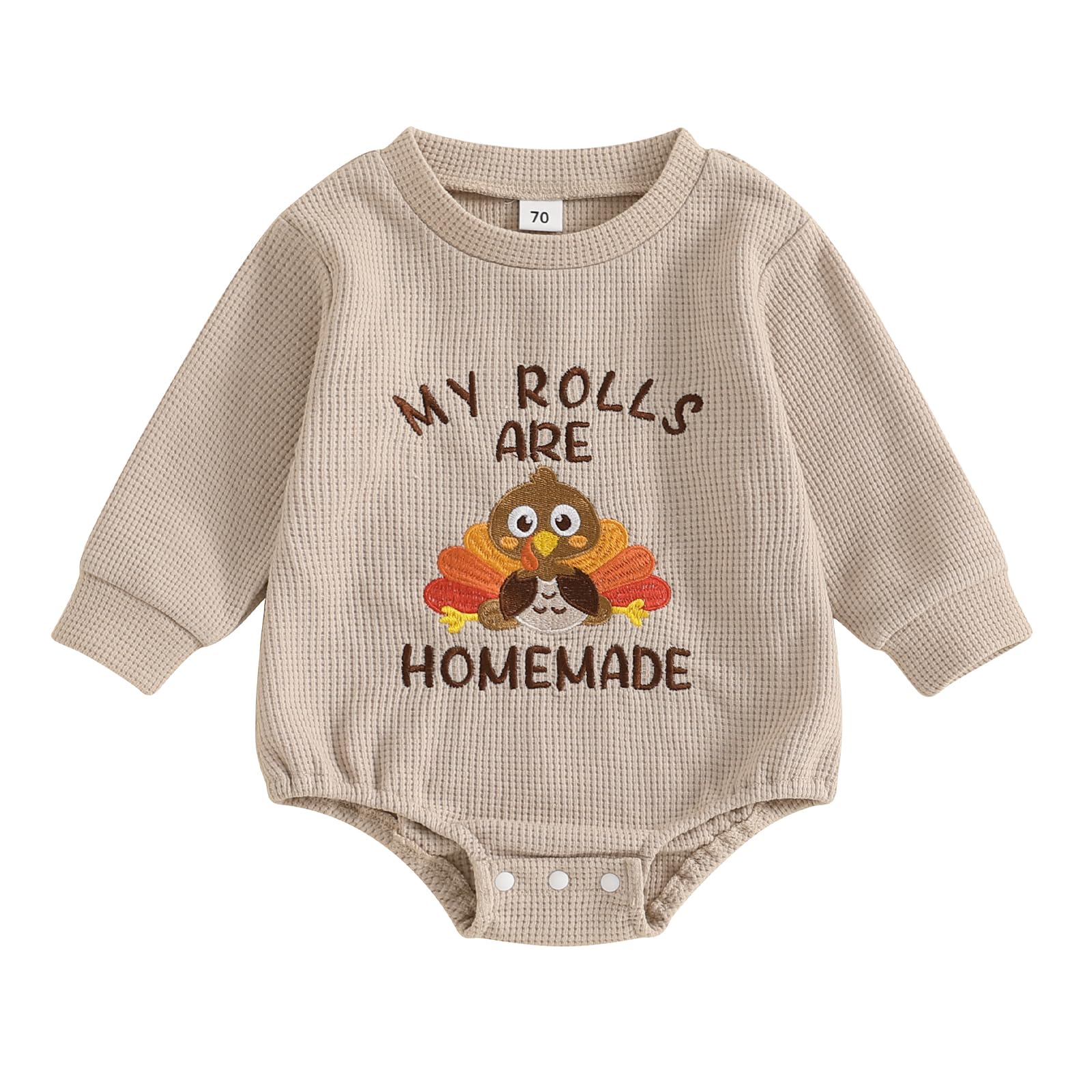 Omkzanbi Thanksgiving Baby Outfit - Neutral Fall Jumpsuit for Boys & Girls | Turkey Bubble Romper & Homemade Waffle Bodysuit | Perfect for Family Gatherings, Photo Shoots & Holiday Celebrations