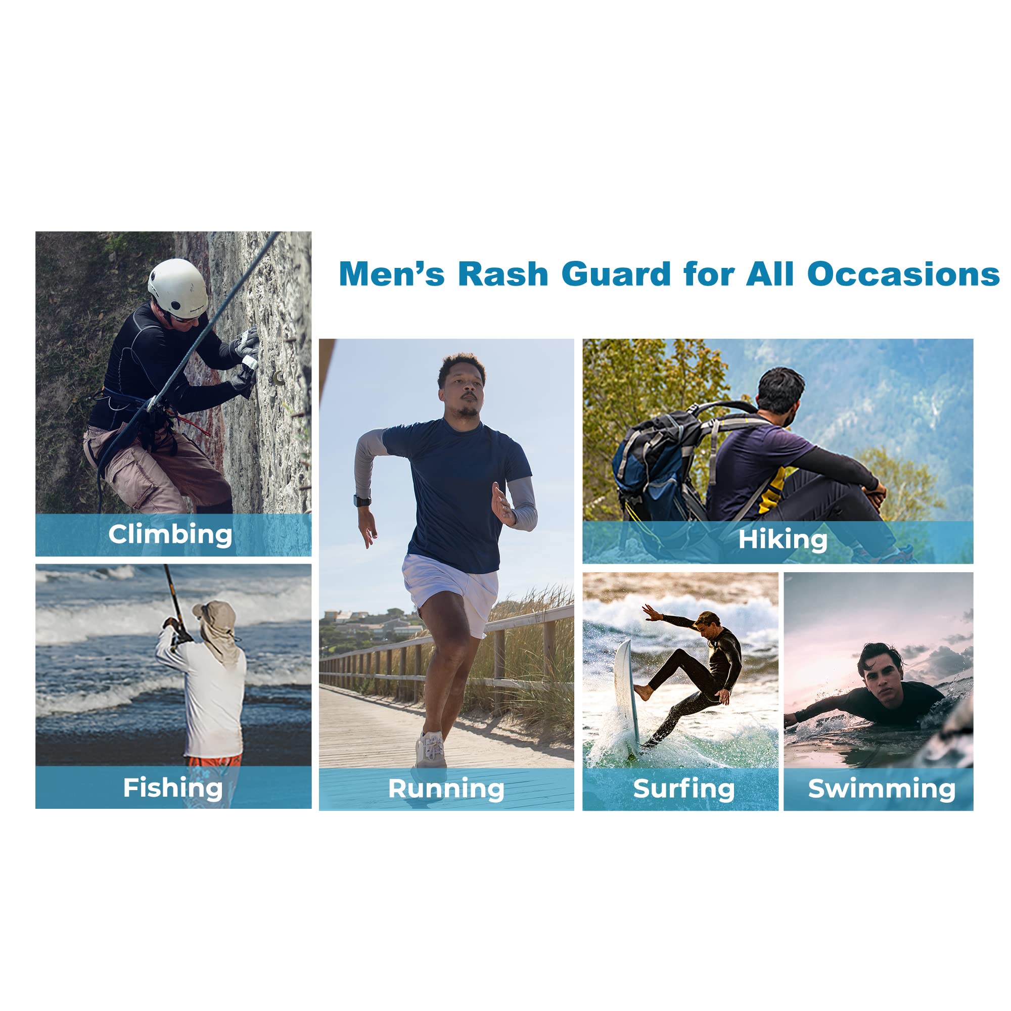 Men's UPF 50+ Sun Protection Shirt - Lightweight Long Sleeve UV Shirt with Stylish Print for Fishing, Hiking & Running - Perfect for Outdoor Adventures and Summer Activities