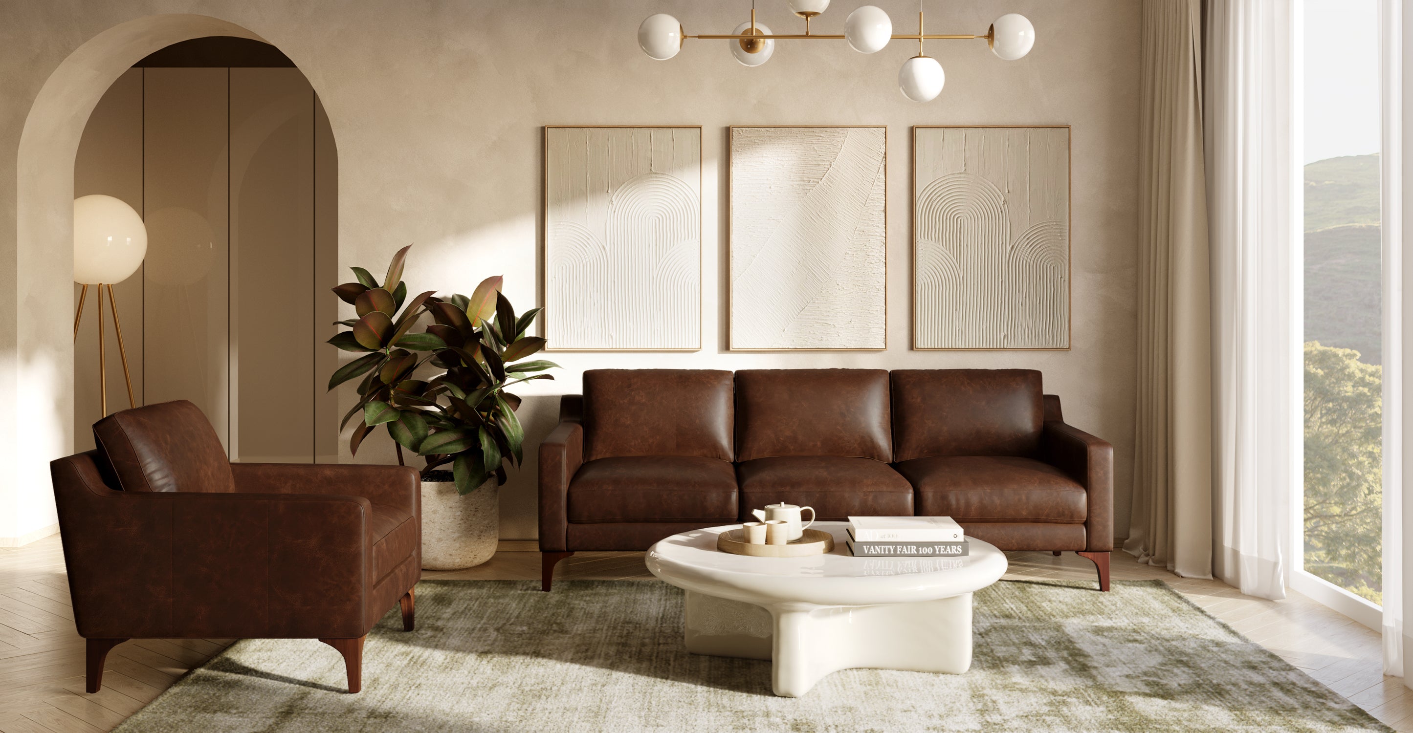 Luxury Sorrento Genuine Leather Sofa - Modern Comfort for Living Room, Office & Lounge - Perfect for Home Decor & Relaxation