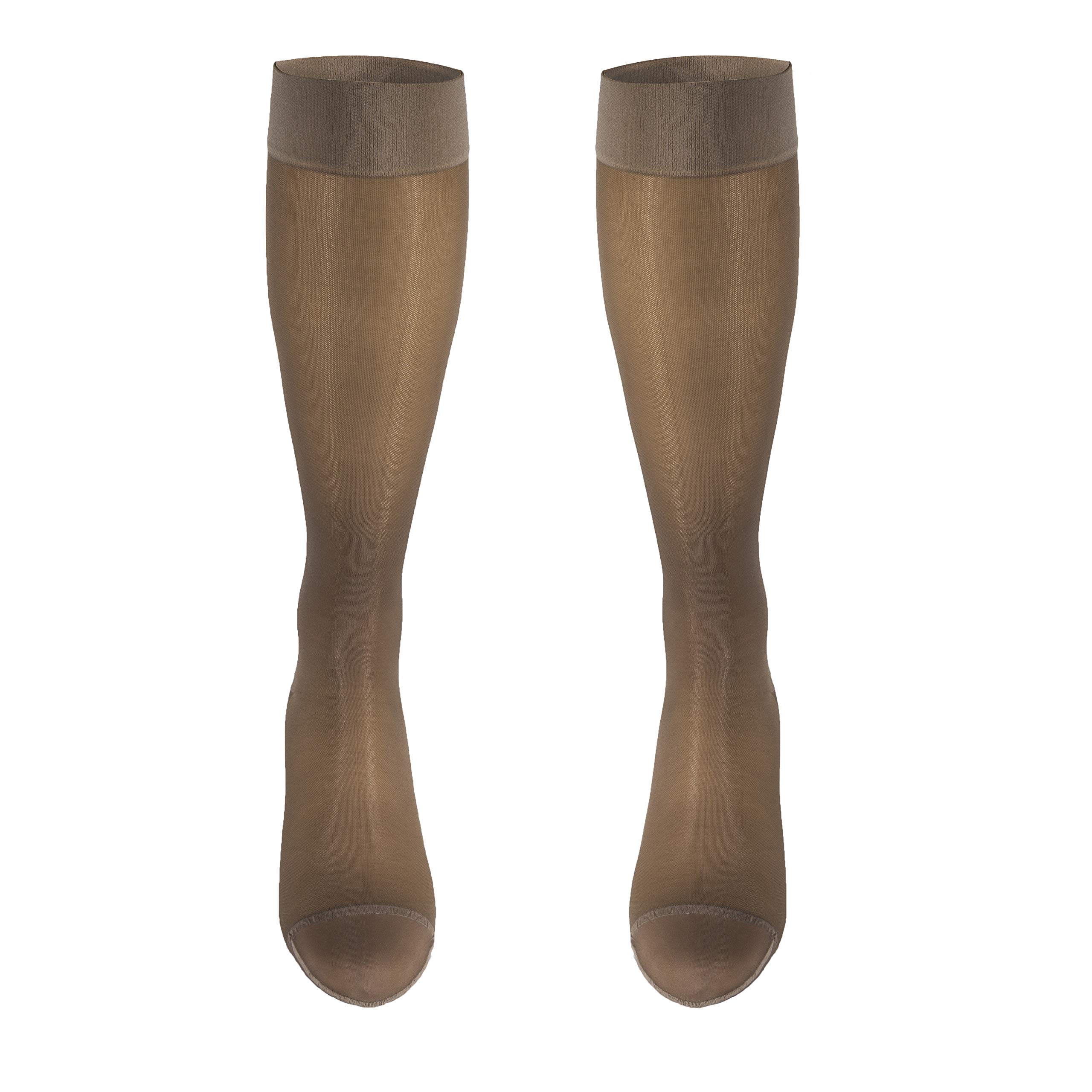 Truform Sheer Compression Stockings 15-20 mmHg for Women - Knee High, 20 Denier, Taupe, Small - Perfect for Travel, Work & Varicose Vein Relief