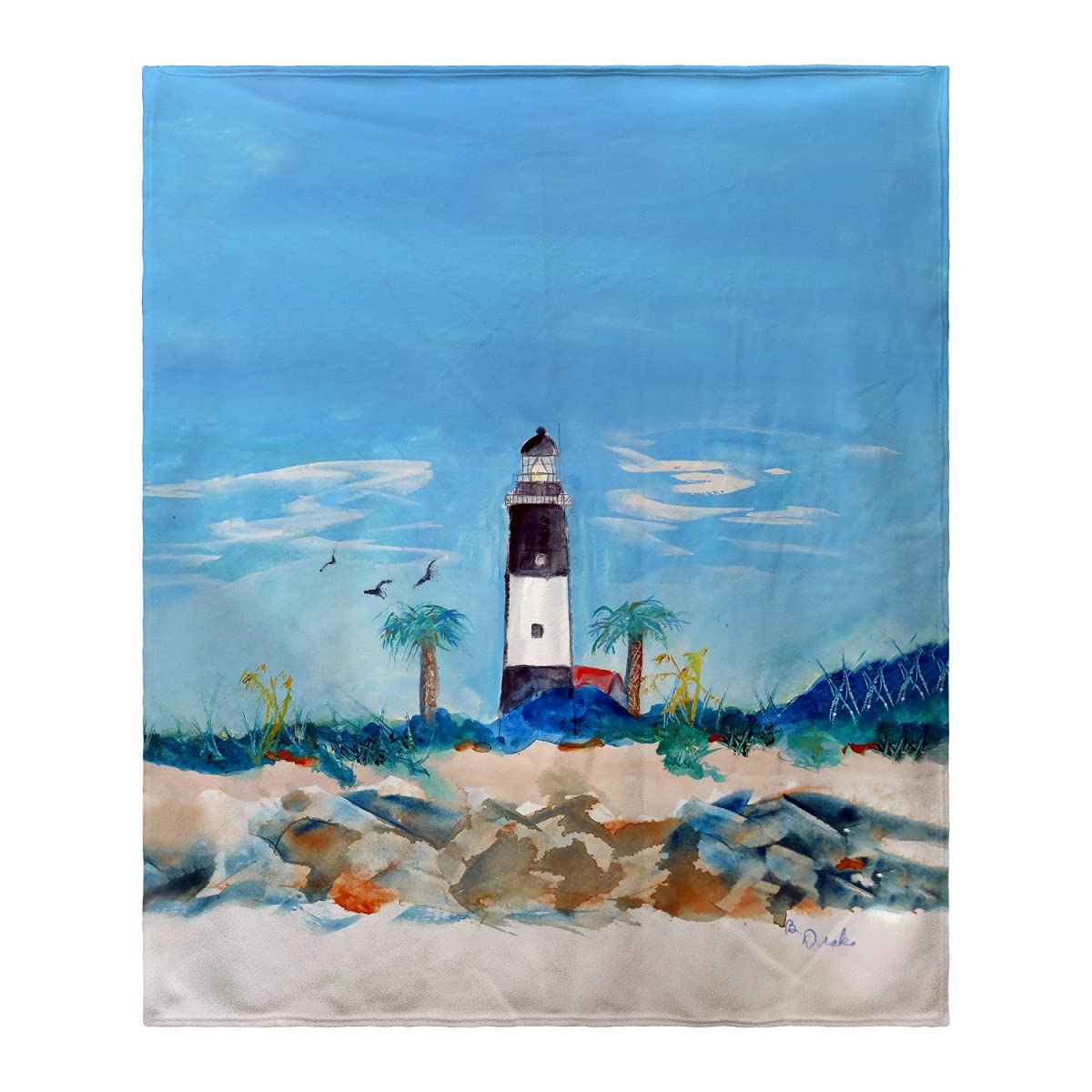 Betsy Drake Tybee Lighthouse, GA Throw Blanket - Cozy Fleece Throw for Sofa, Bed & Travel - Perfect for Home Decor, Gifts & Cold Weather Comfort