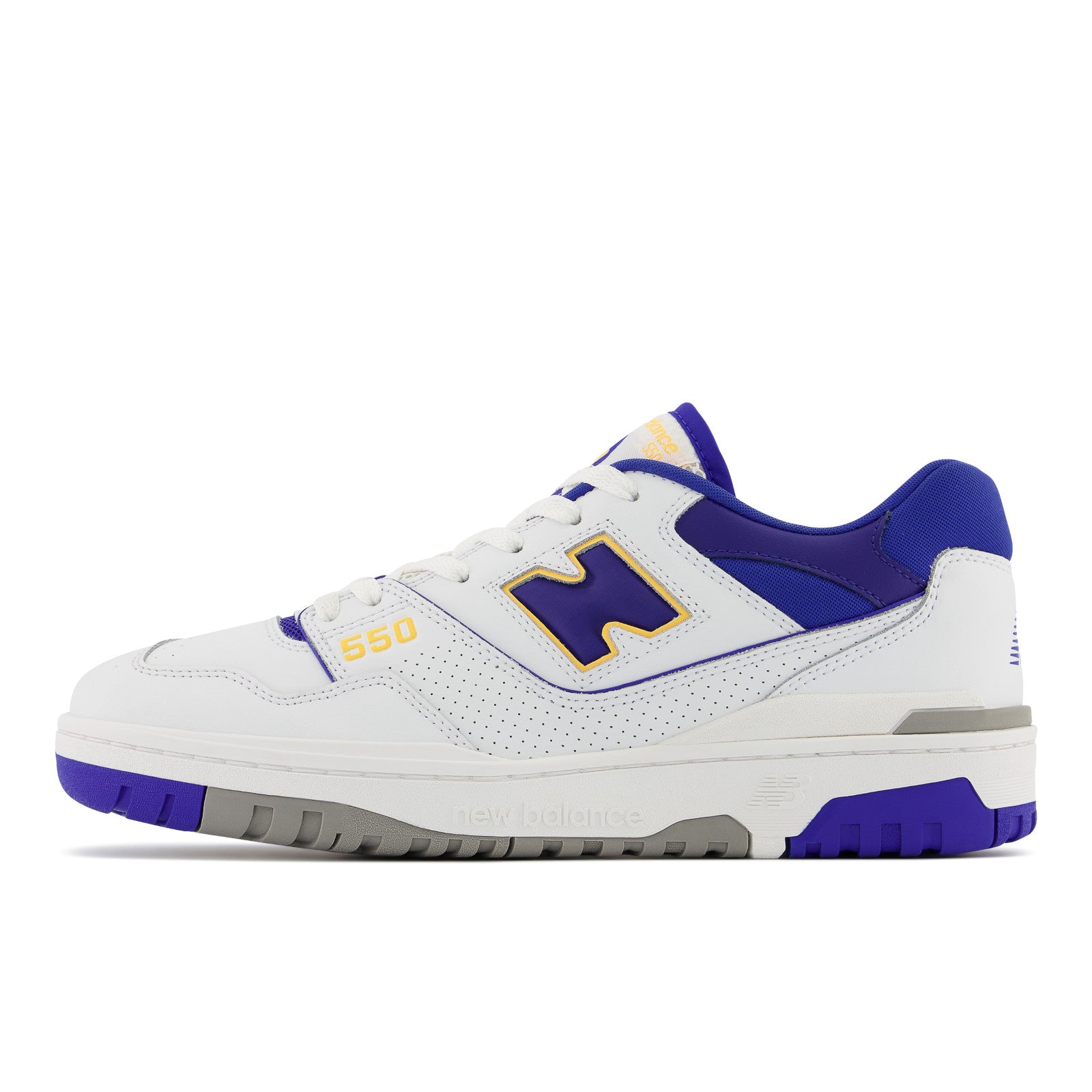 New Balance Men's 550 Basketball Shoes - White/Purple/Gold Colorway - Retro Style for Streetwear & Casual Outfits