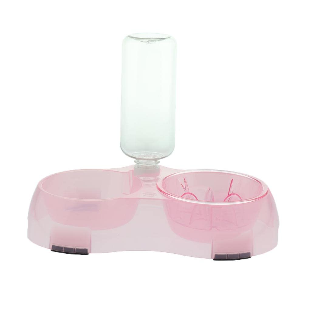 Automatic Pet Feeder and Waterer for Dogs & Cats - Pink Food & Water Bowl with Timer, Perfect for Home, Travel, and Crate Training