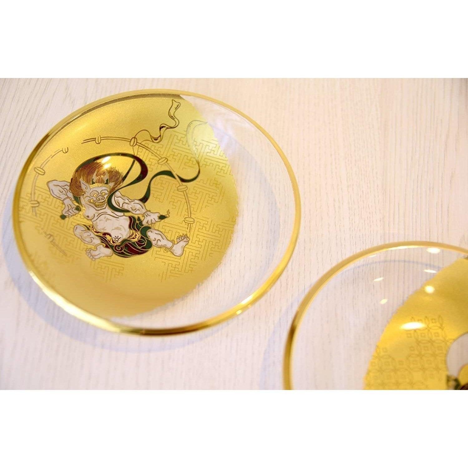Aderia Fujin Raijin Small Glass Plate Set - Japanese Style Glassware Dish Collection S 6229 - Perfect for Sushi, Desserts & Home Decor