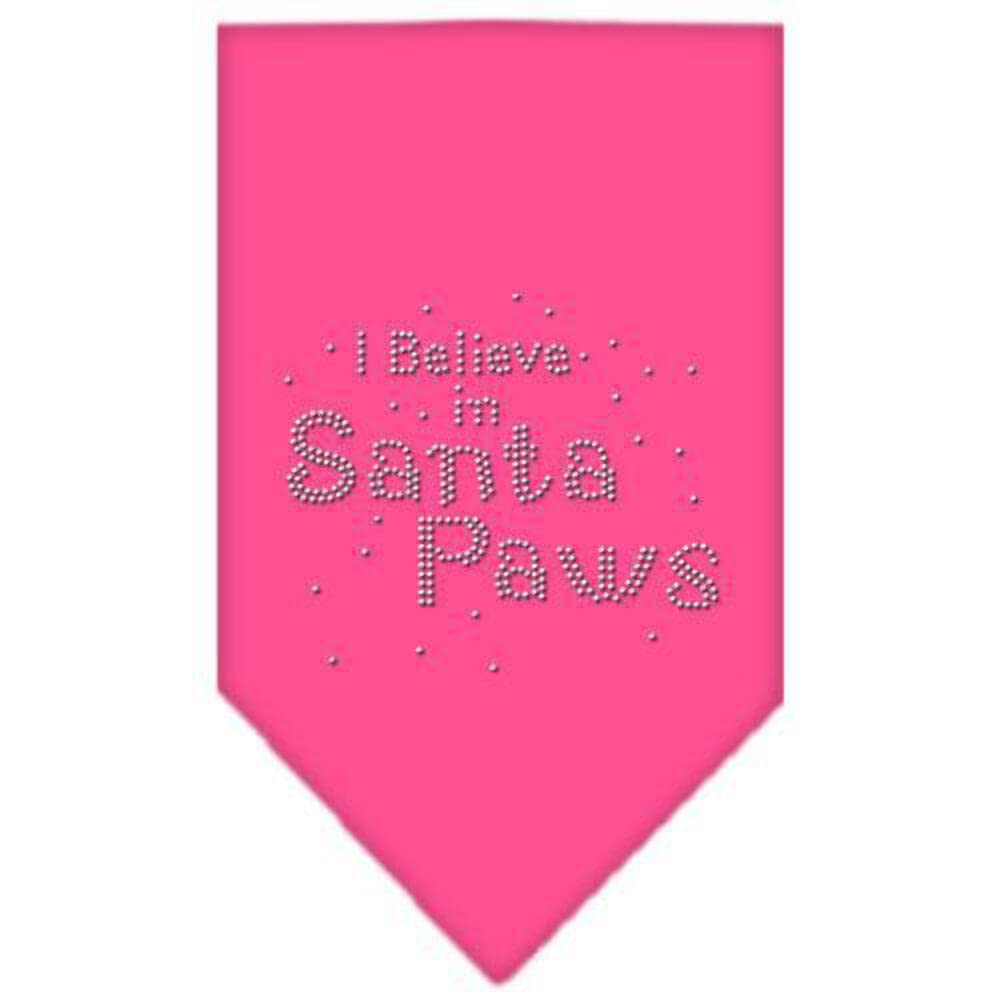 Sparkling Rhinestone Christmas Pet Bandana - 'I Believe In Santa Paws' Lime Green Small Dog Scarf for Holiday Photos & Festive Parties