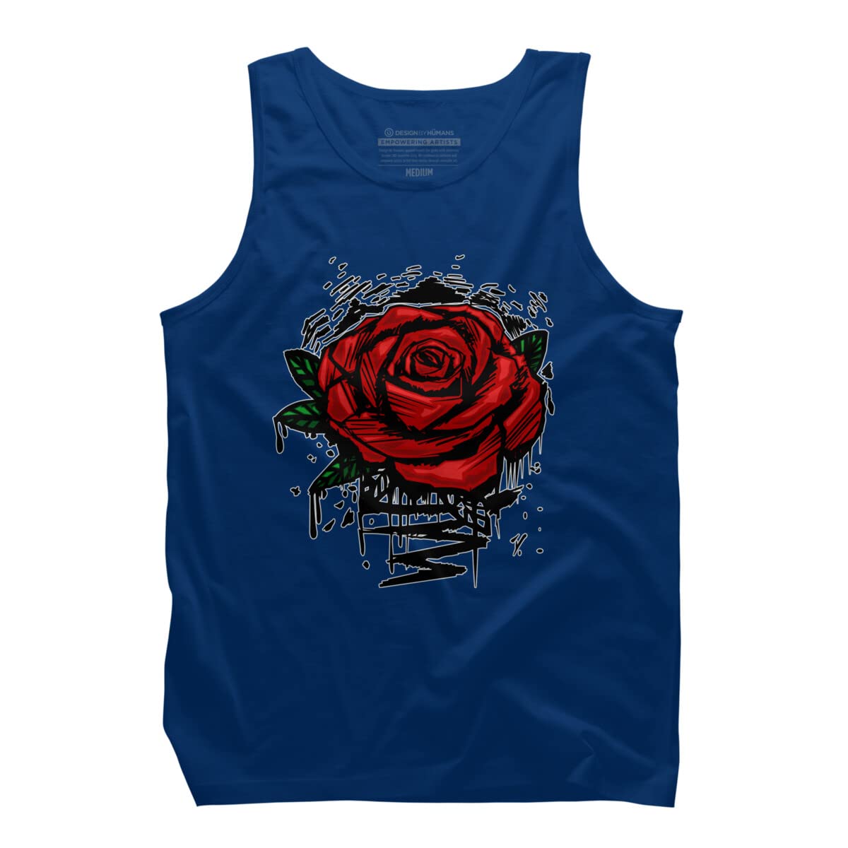 Design By Humans Men's Rugged Rose Graphic Tank Top by Adamzworld - Soft Cotton Muscle Tee for Gym, Casual Wear & Summer Outfits