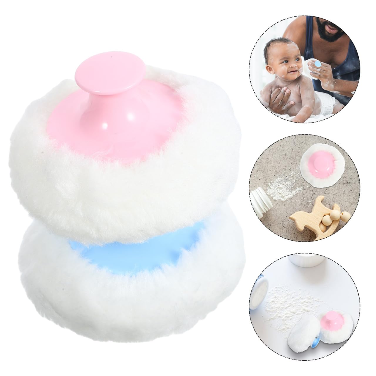 EXCEART 4Pcs Baby Talcum Powder Puff with Short Handles - Large Round Velour Body Powder Puff for Smooth Loose Powder Application | Makeup & Cosmetic Sponge for Babies, Kids & Adults | Perfect for Daily Skincare, Post-Bath Use & Gentle Makeup Blending