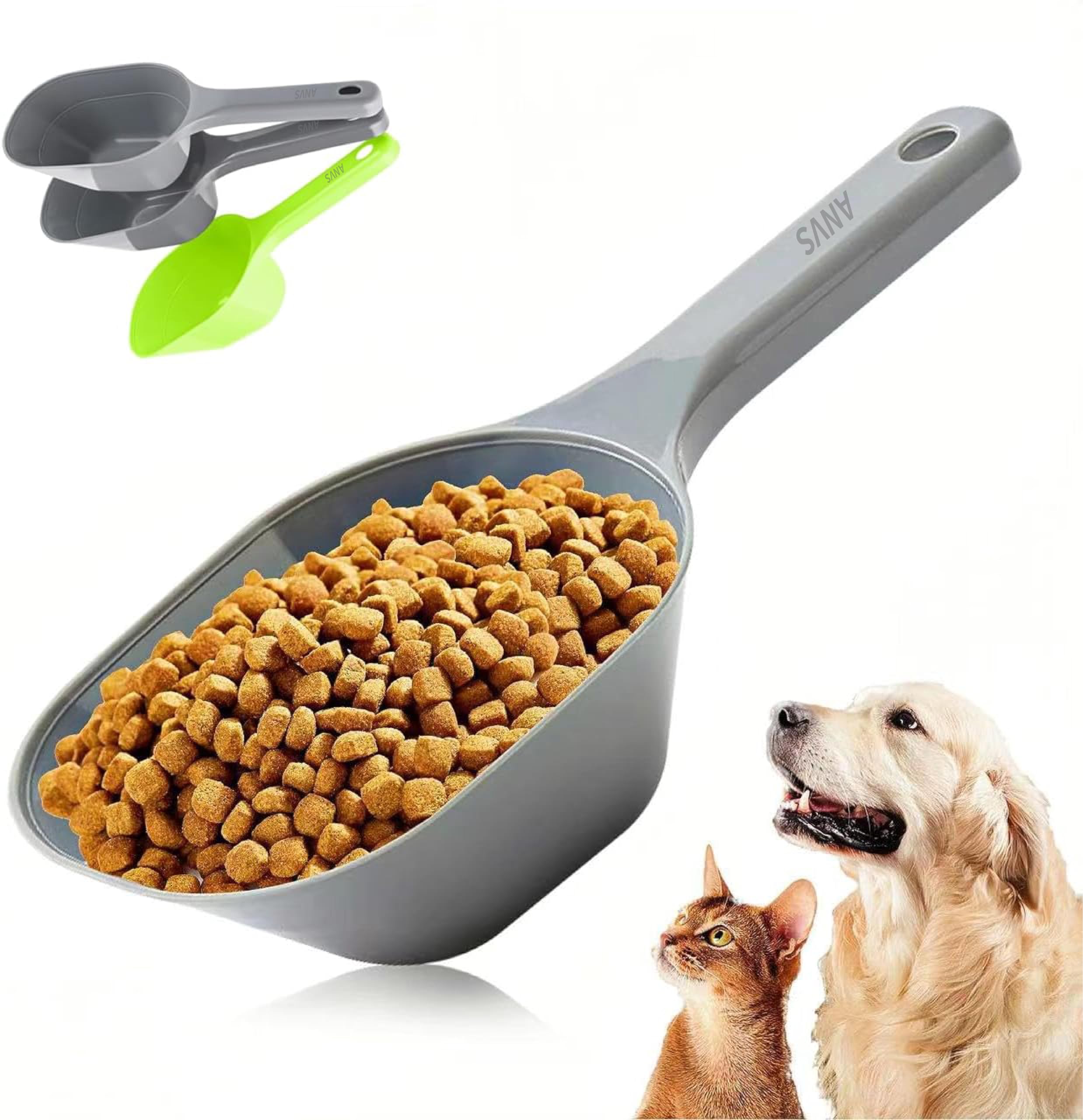 ANVS 3-Pack Dog Food Scoop Set - 1 Cup Measuring Scoop for Dogs, Puppies & Cats | Durable Plastic Pet Food Scooper for Dry Kibble & Treats | Perfect for Meal Prep, Portion Control & Travel