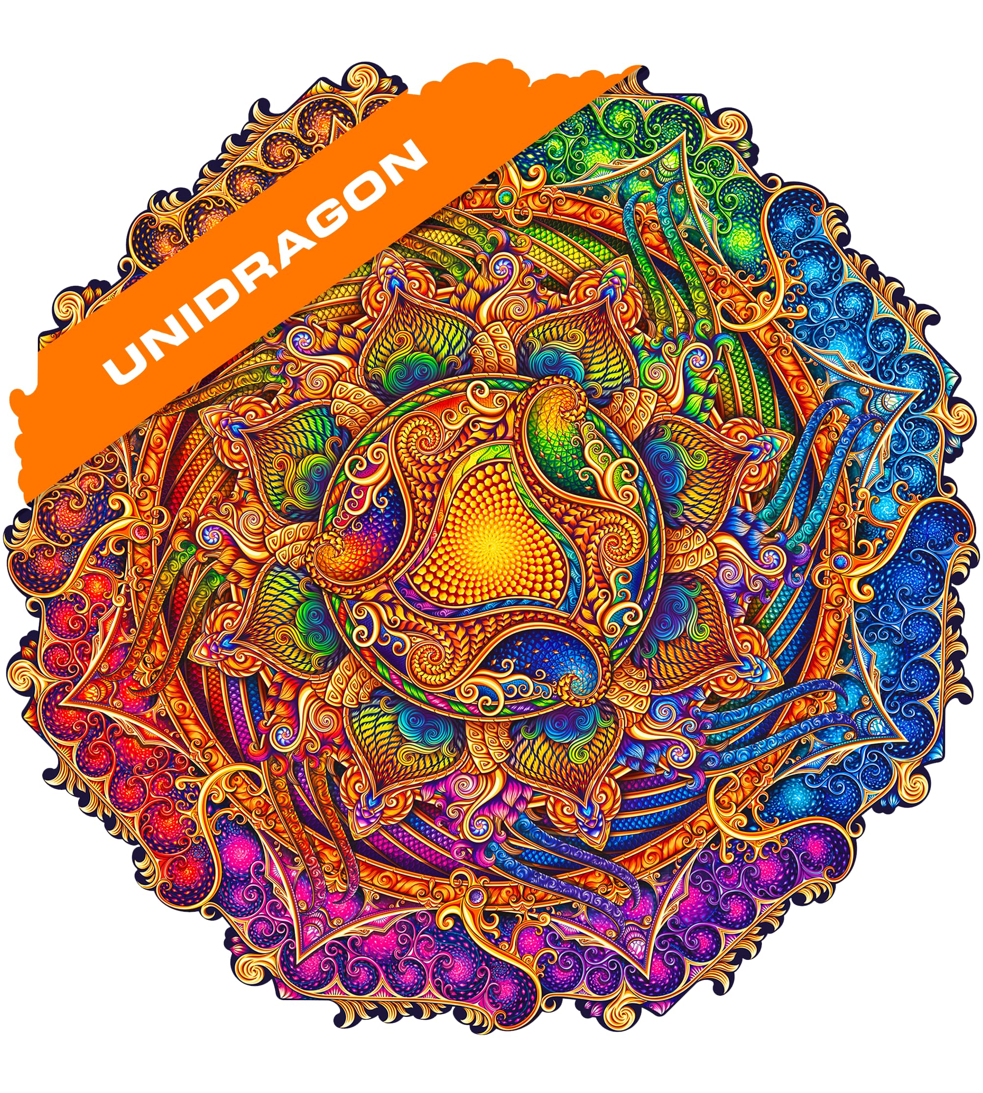 UNIDRAGON Premium 700-Piece Wooden Jigsaw Puzzle - Mandala Inexhaustible Abundance Design, 17.7x17.7 Inch Royal Size, Unique Shaped Pieces, Beautiful Gift Box - Perfect for Family Game Night, Stress Relief & Home Decor