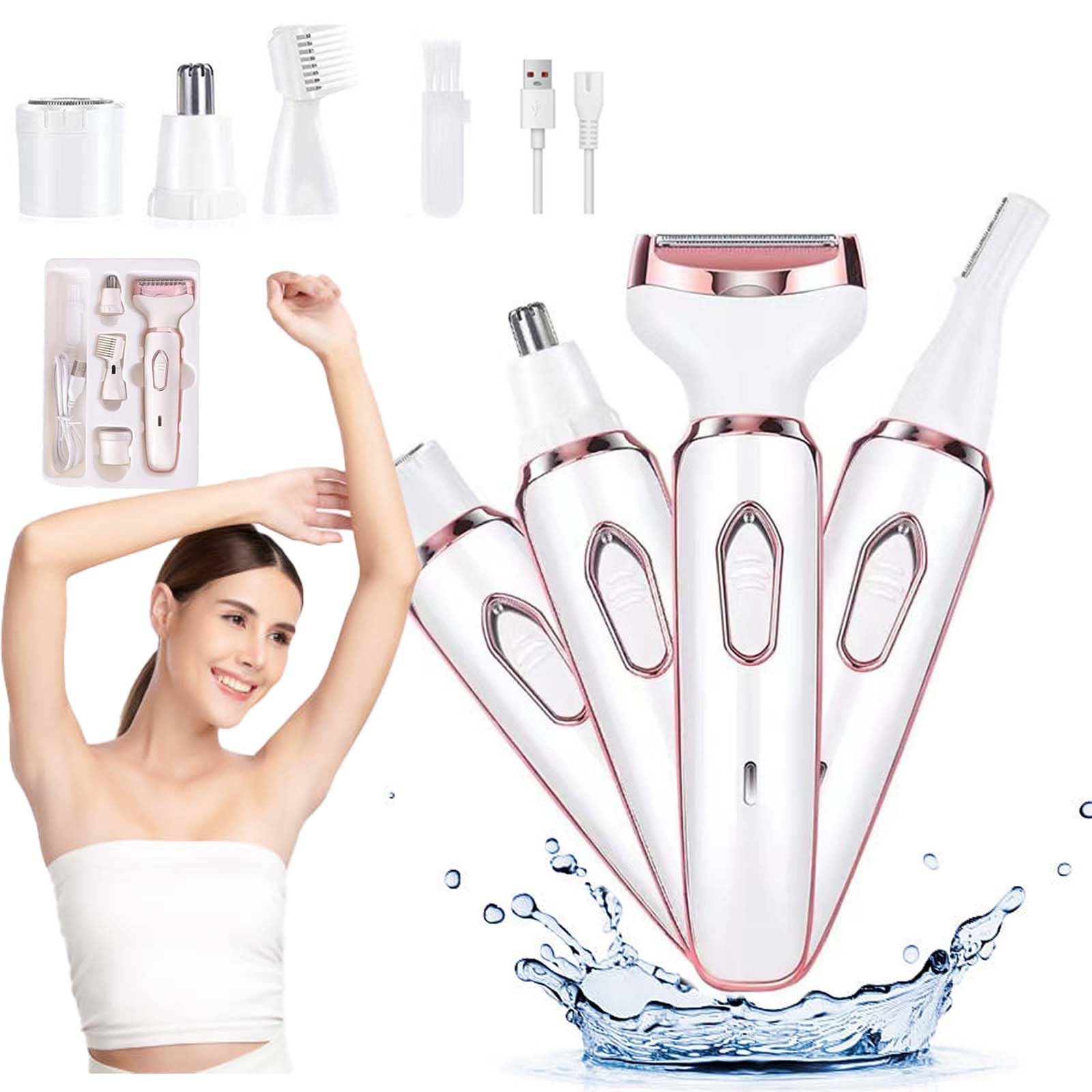 Taletseten 4-in-1 Electric Shaver for Women - Waterproof Lady Shaver with Comfort Grip & Variable Speed - Perfect for Legs, Underarms, Bikini Line & Full Body Hair Removal at Home or Travel